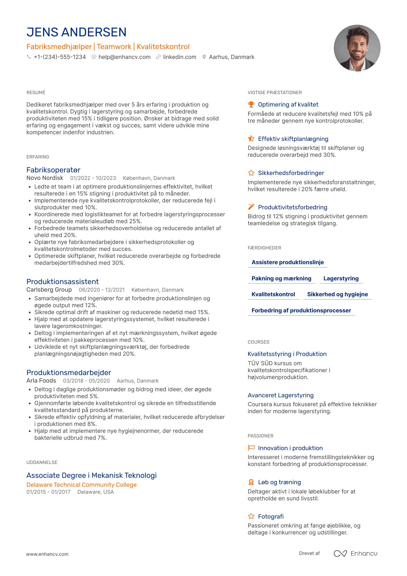 CV til Fabriksmedhjælper
