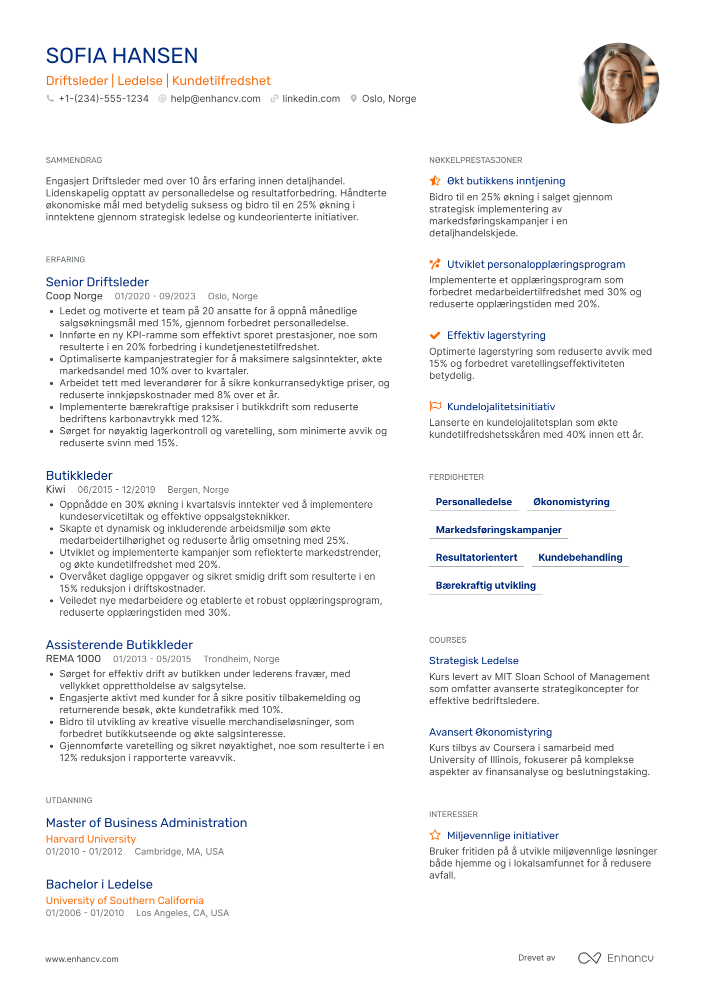 CV for Store Driftsleder