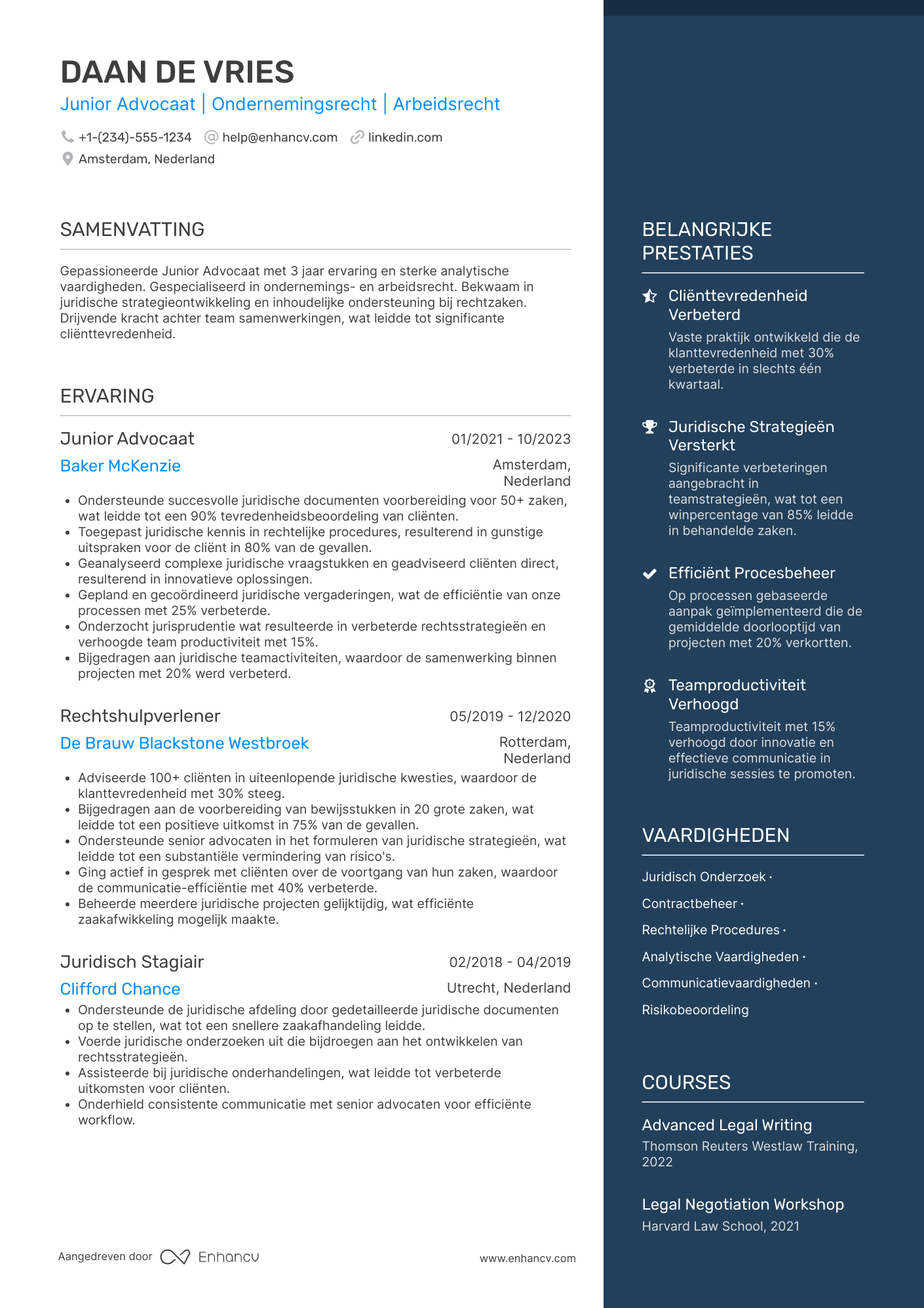 CV voor Junior Advocaat