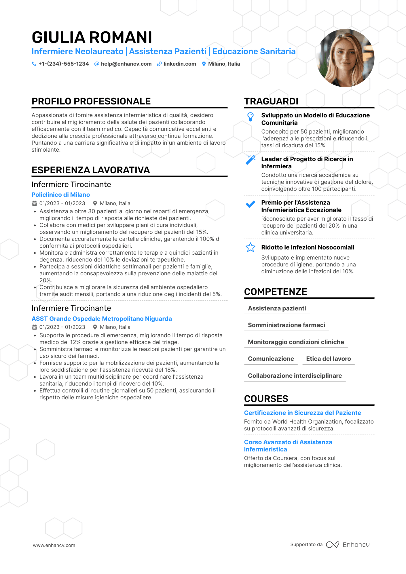 Curriculum infermiere neolaureato