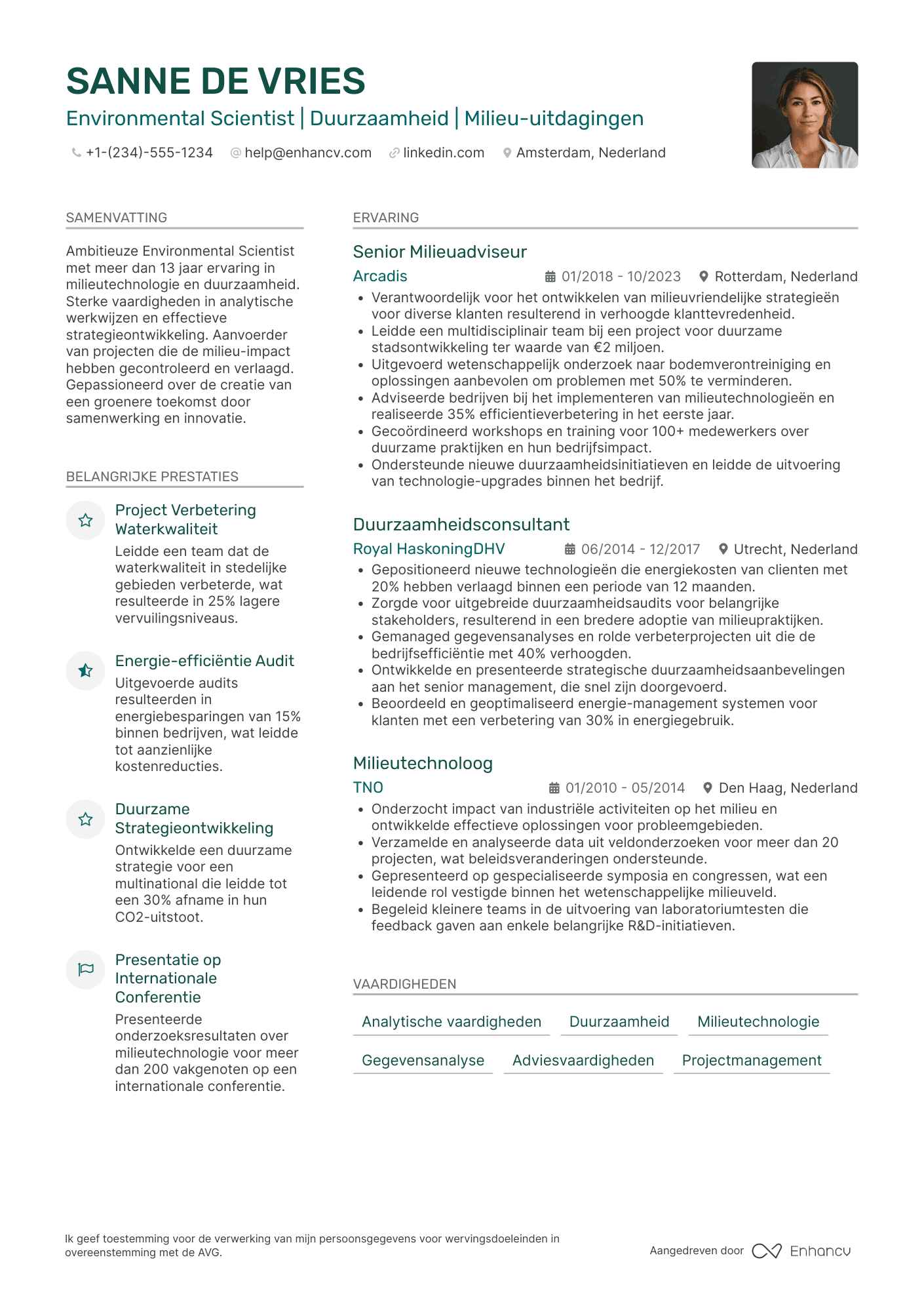 CV voor Carriereswitch Environmental Scientist