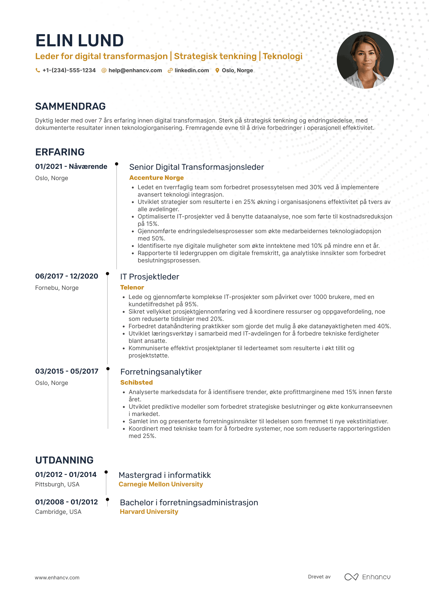 CV for Leder for digital transformasjon og operasjoner