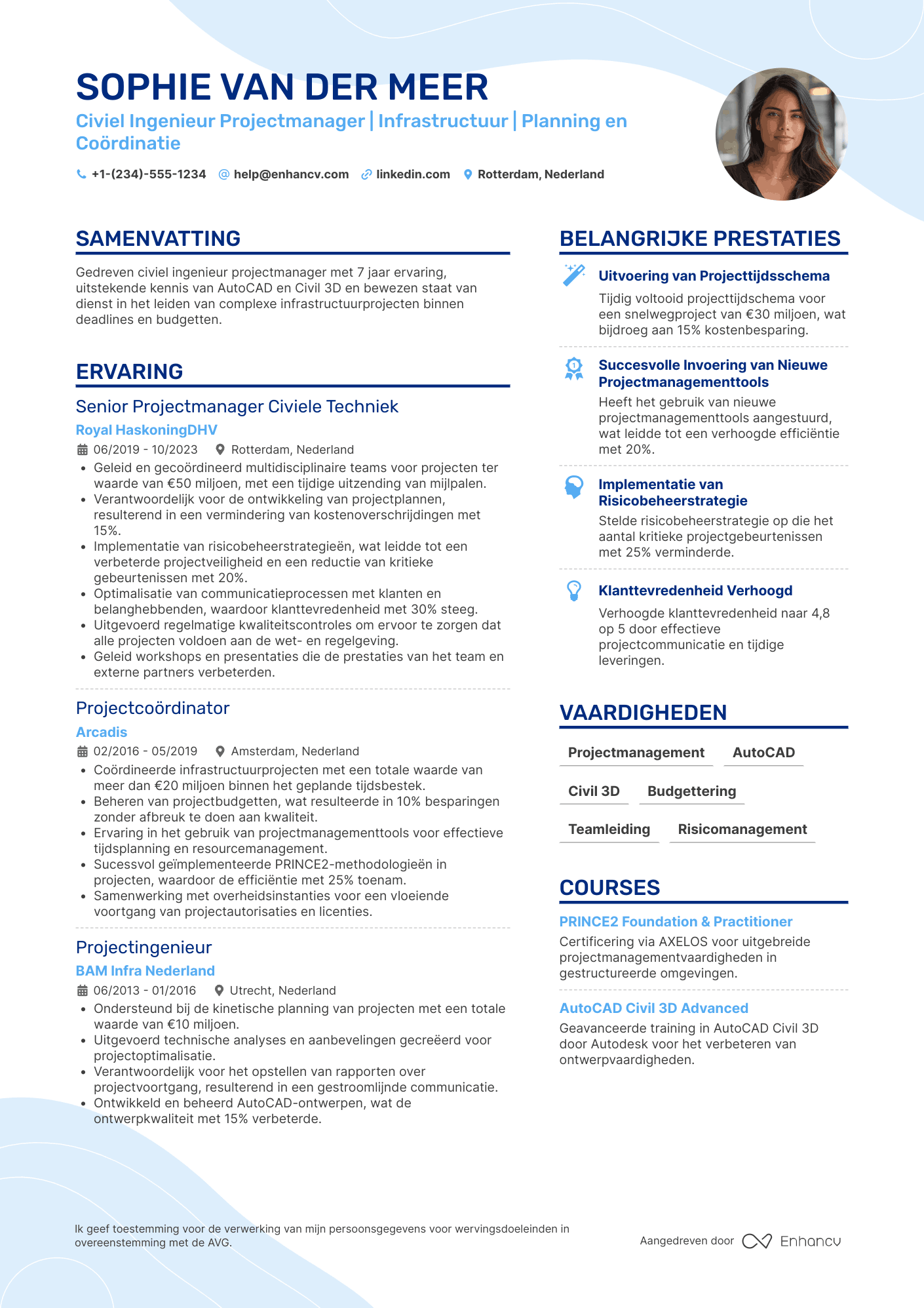 CV voor Civiel Ingenieur Projectmanager