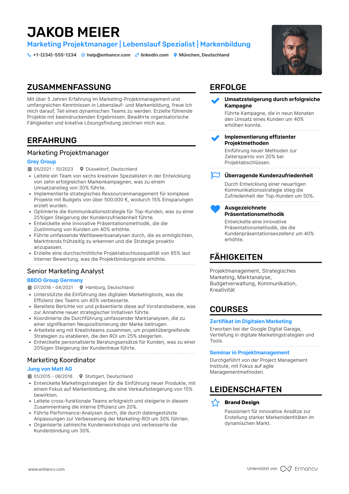 Lebenslauf Marketing Projektmanager