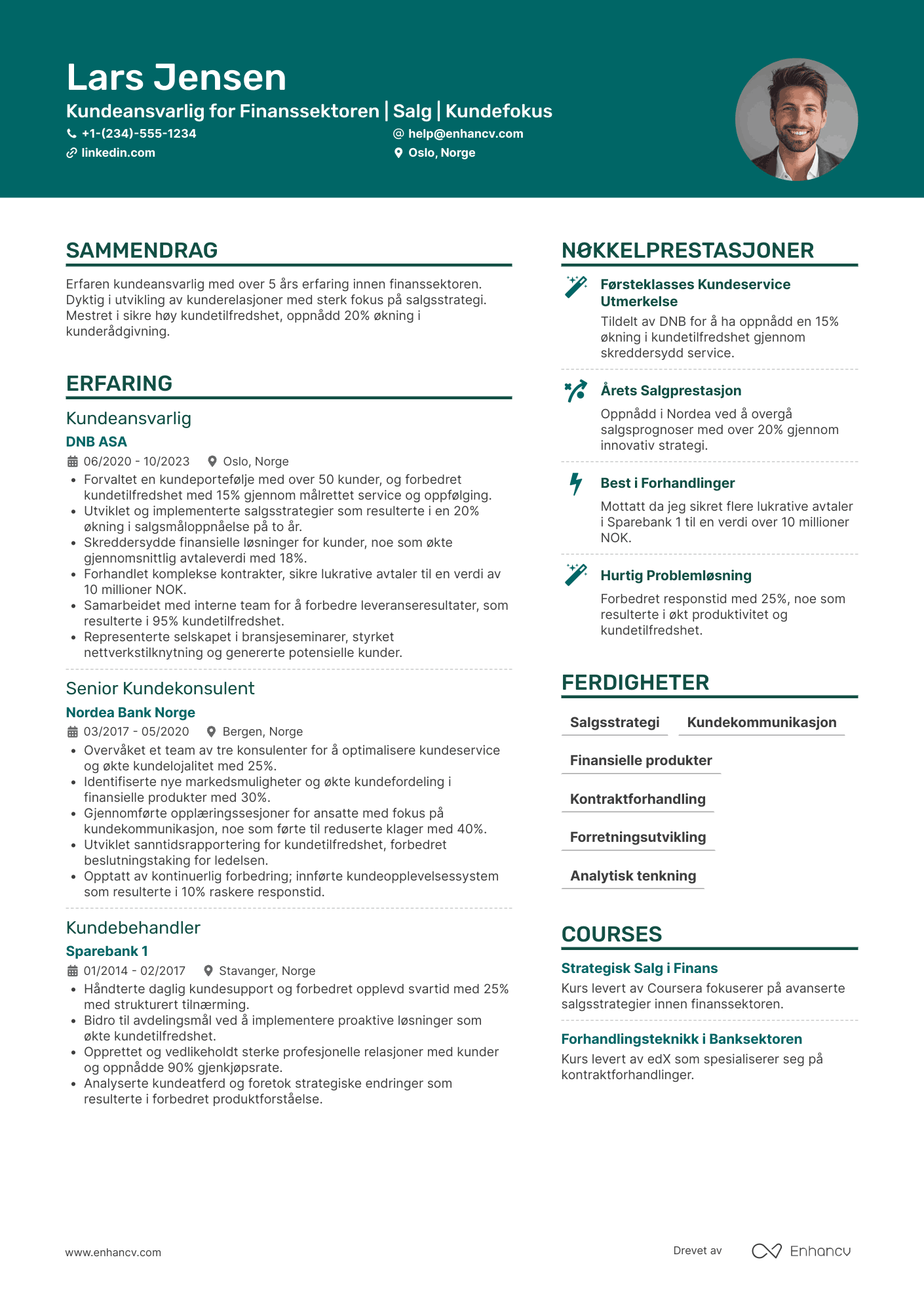 CV for Kundeansvarlig for Finanssektoren