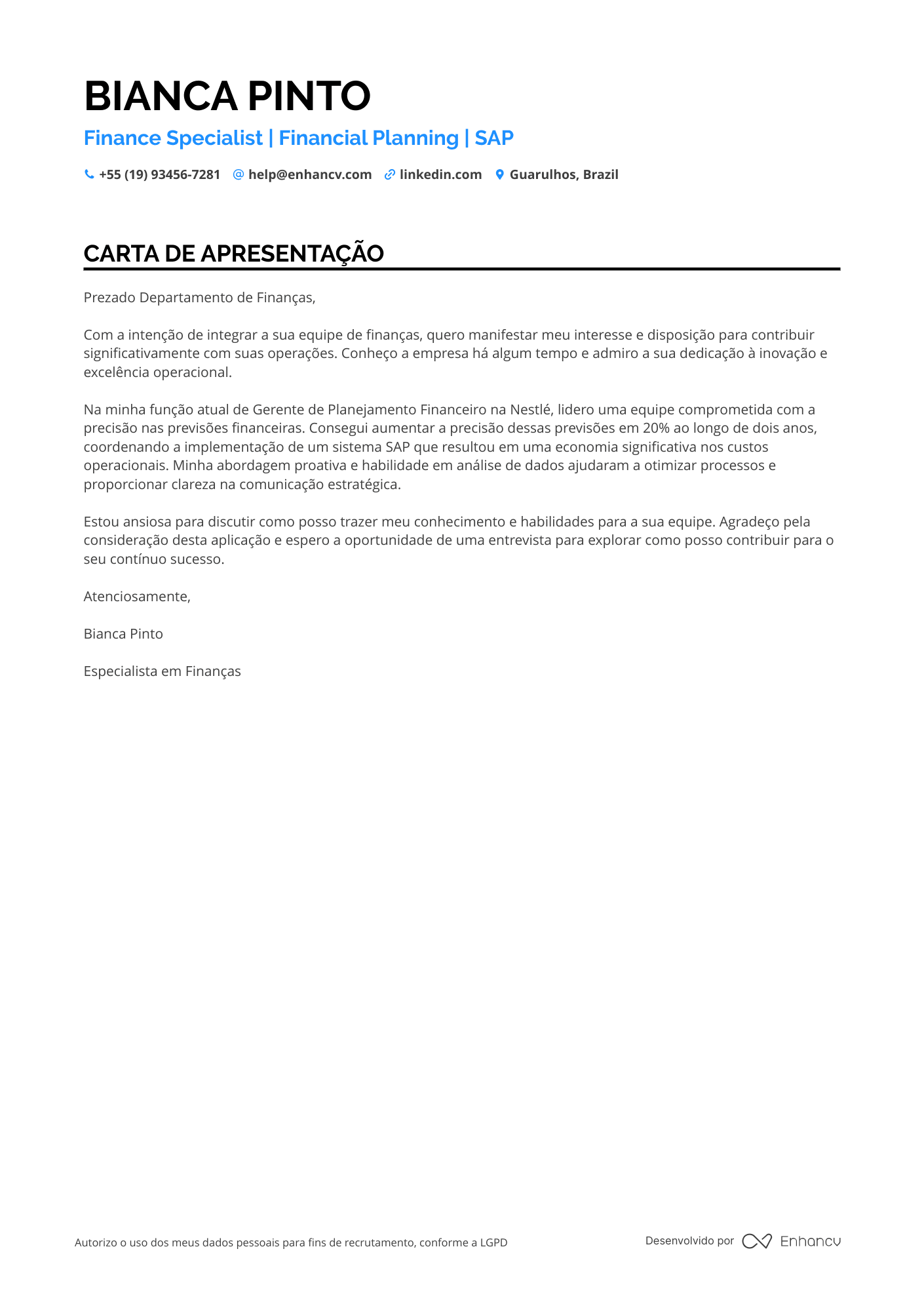 Gerente Financeiro de Risco