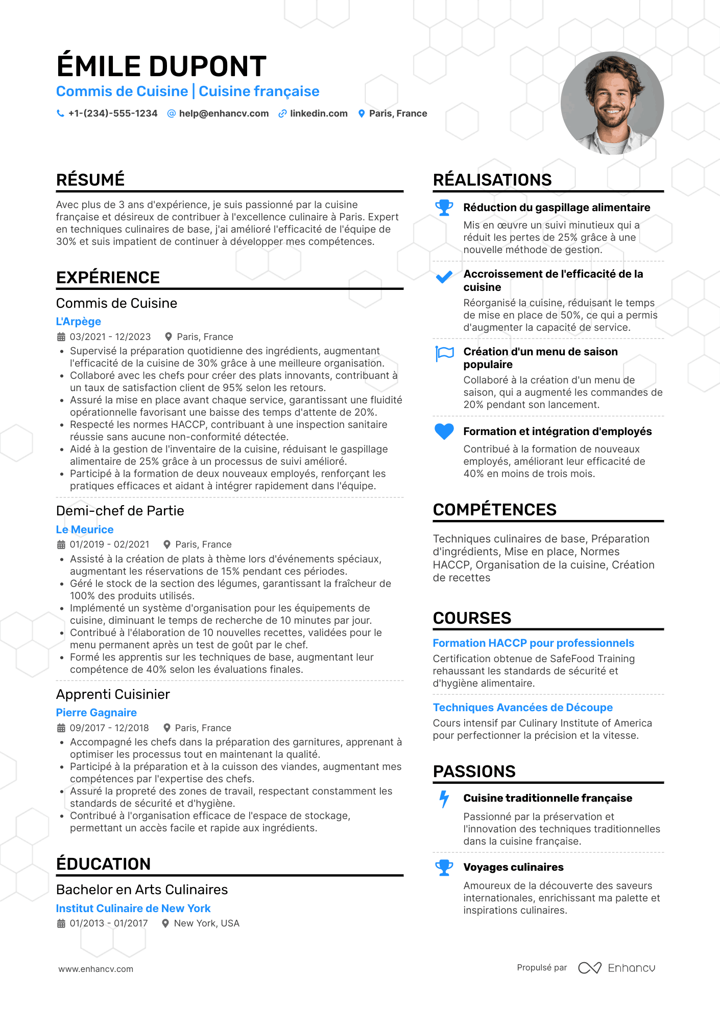 CV de commis de cuisine