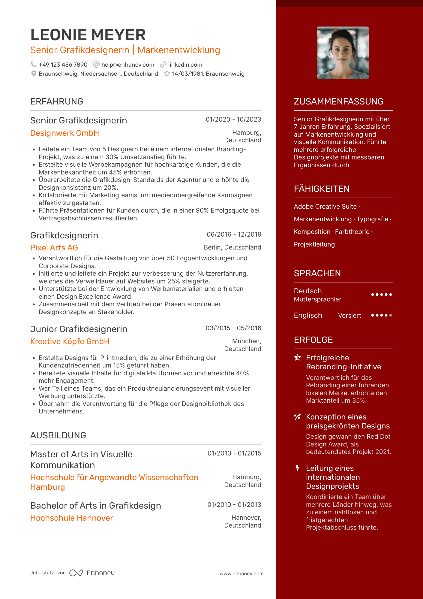 Lebenslauf als Senior Grafikdesigner