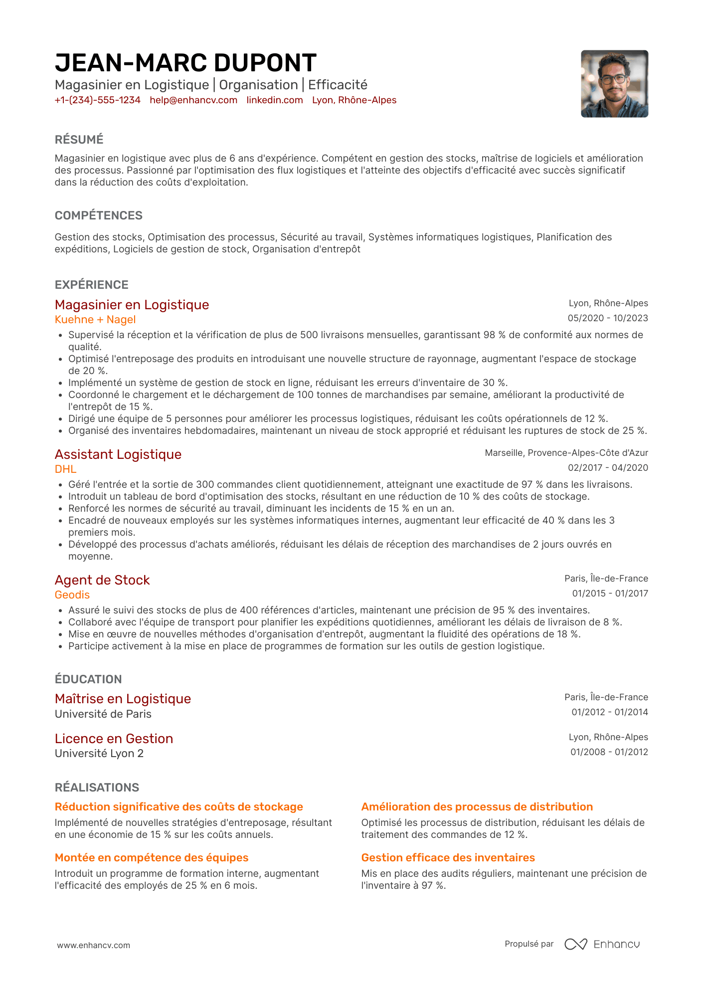 CV de magasinier en logistique