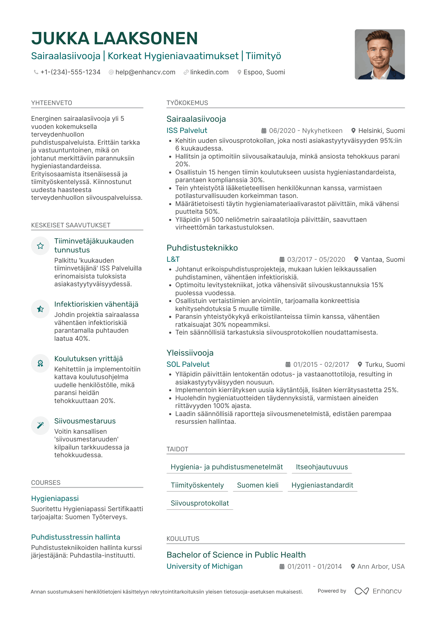 Ansioluettelo Sairaalasiivooja