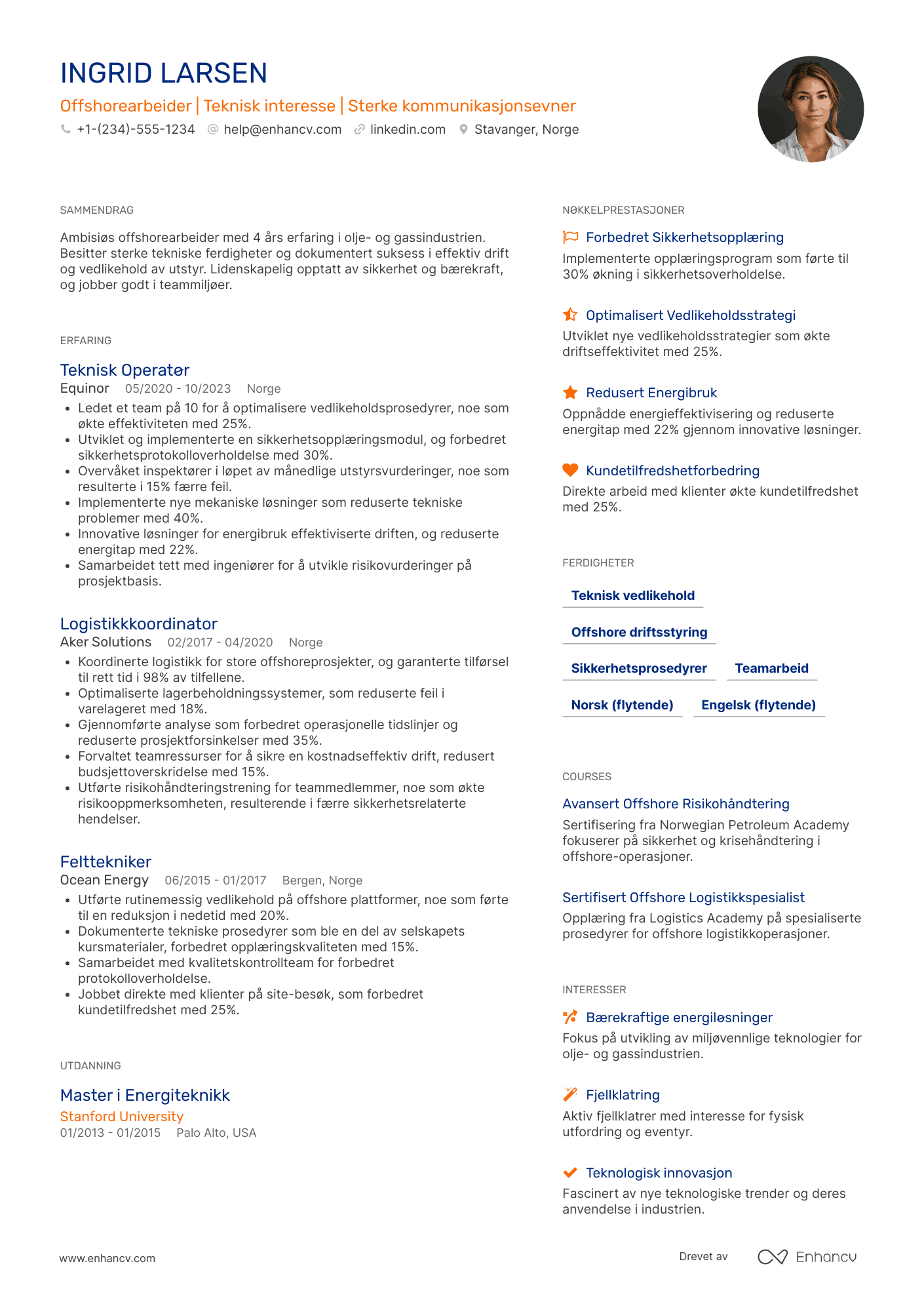 CV for Offshorearbeider – trainee