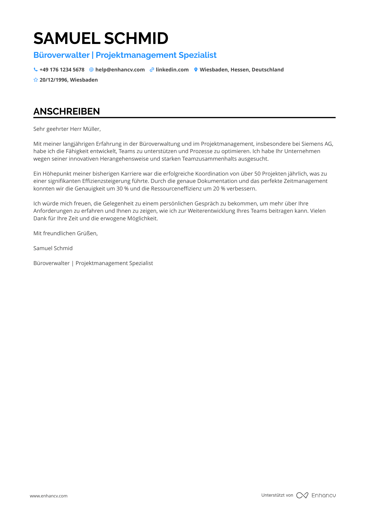 Büroverwalter für Projektmanagement
