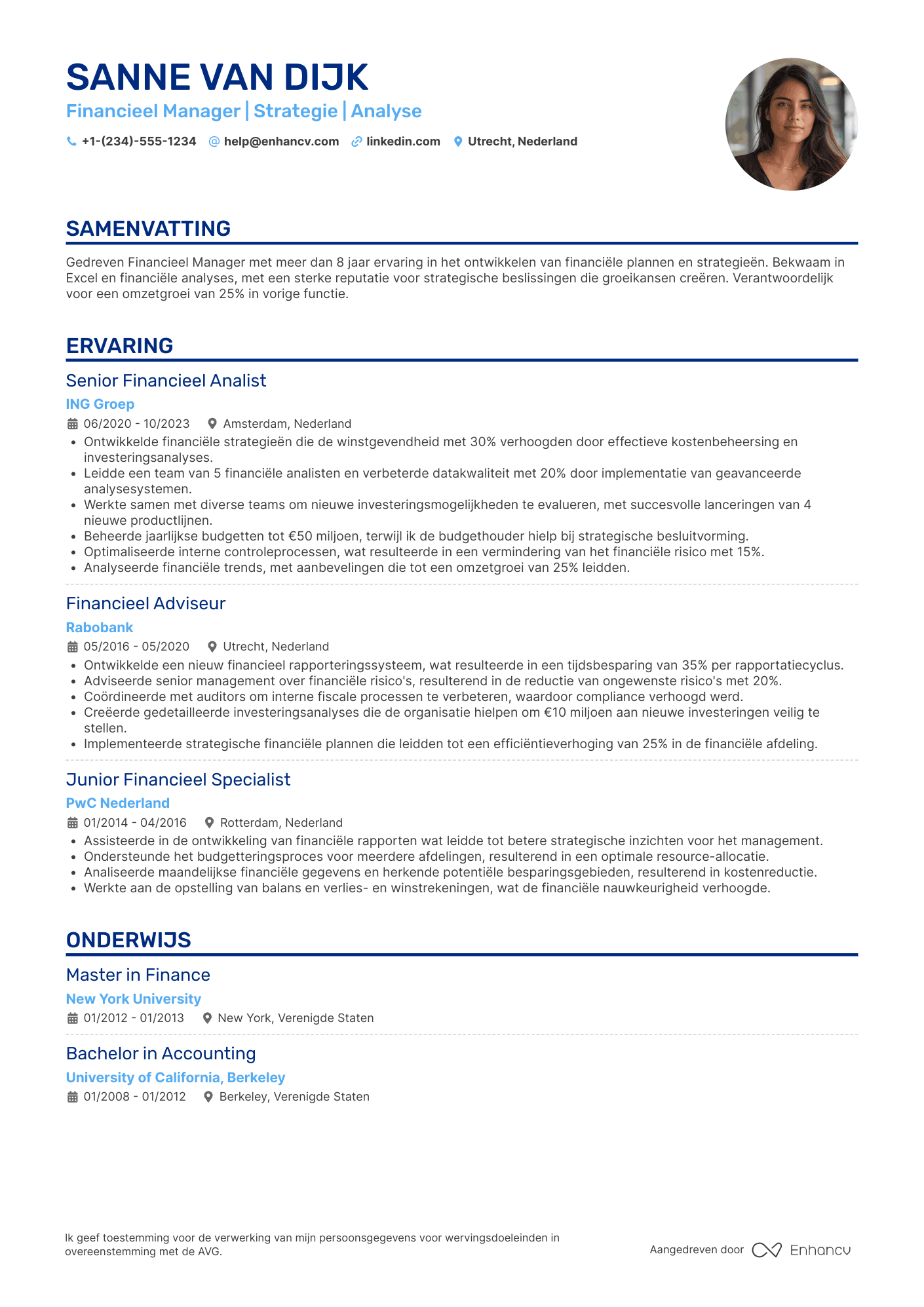 CV voor Finance Manager
