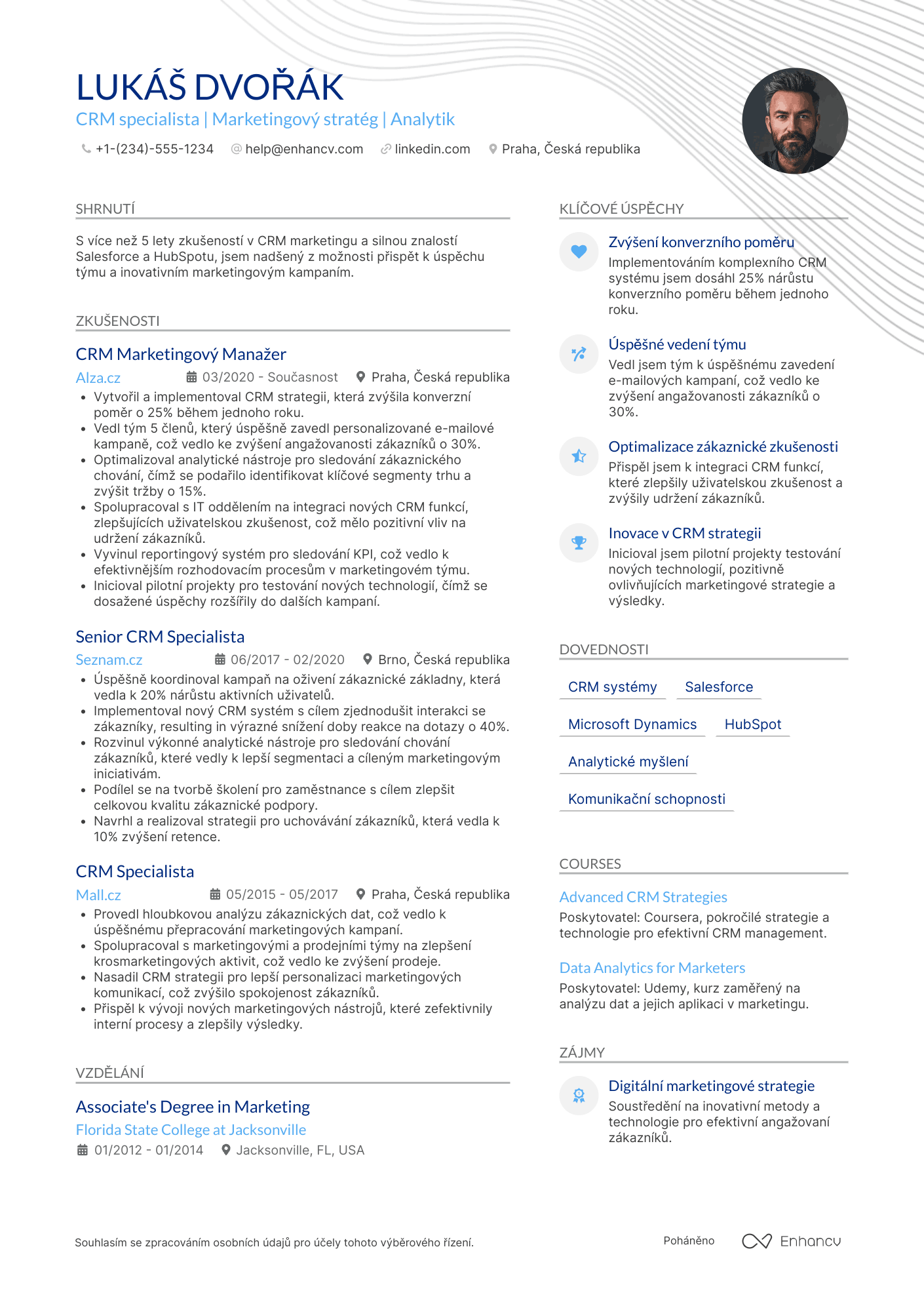 Životopis pro CRM specialista marketingu