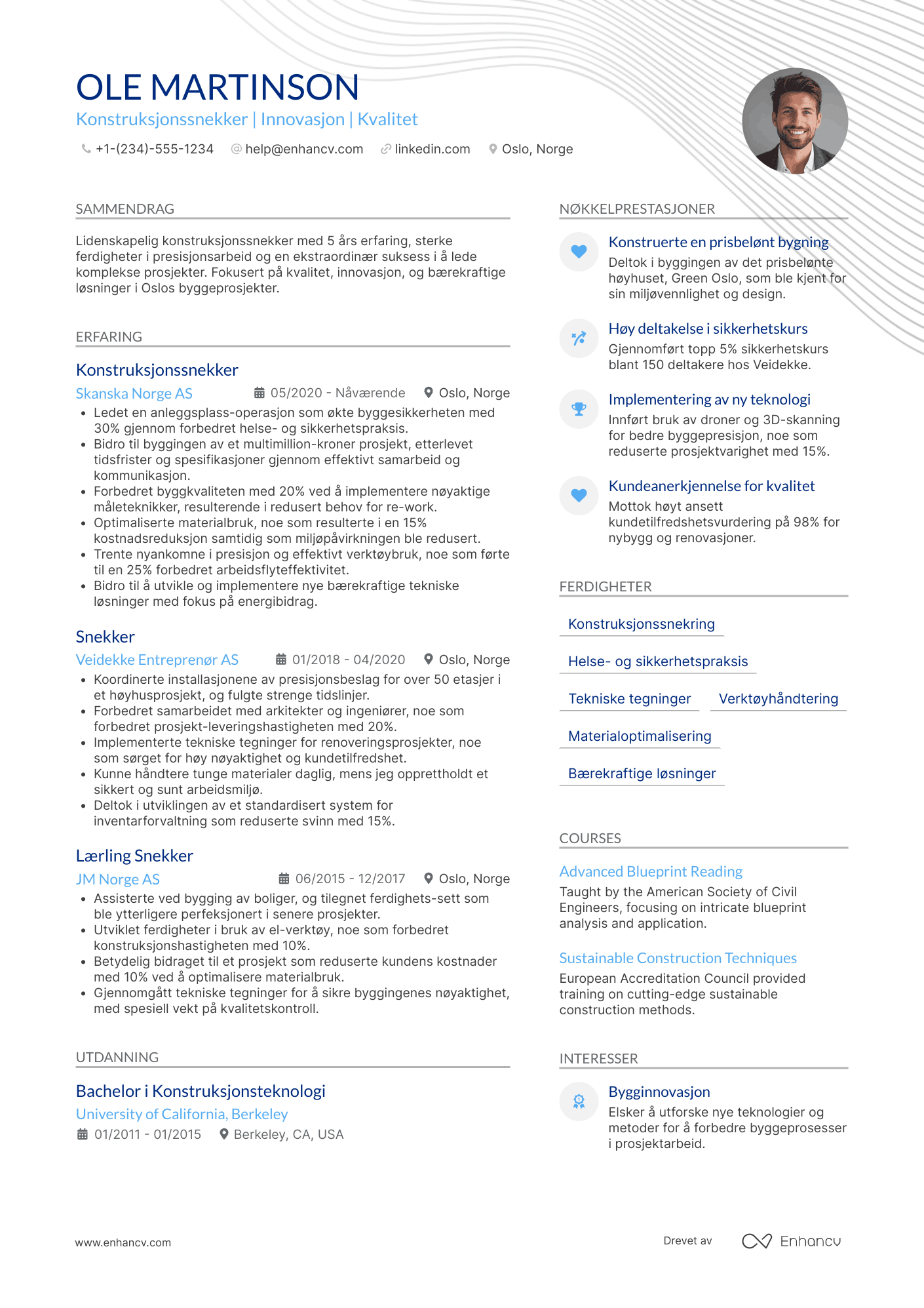 CV for Konstruksjonssnekker