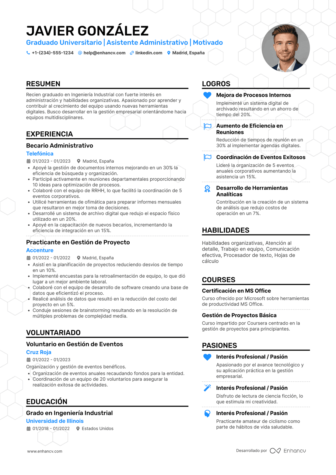 Ejemplo de CV sin experiencia