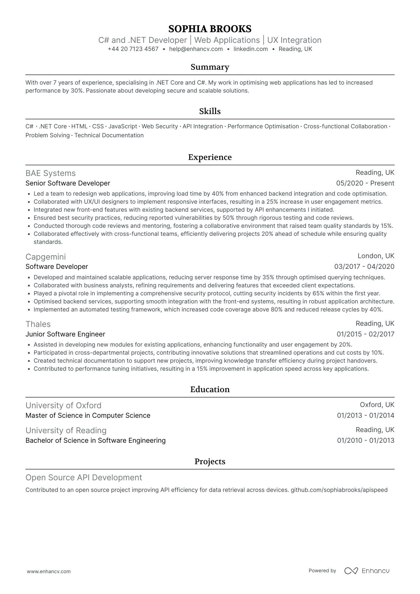 .Net Developer in Retail CV Examples