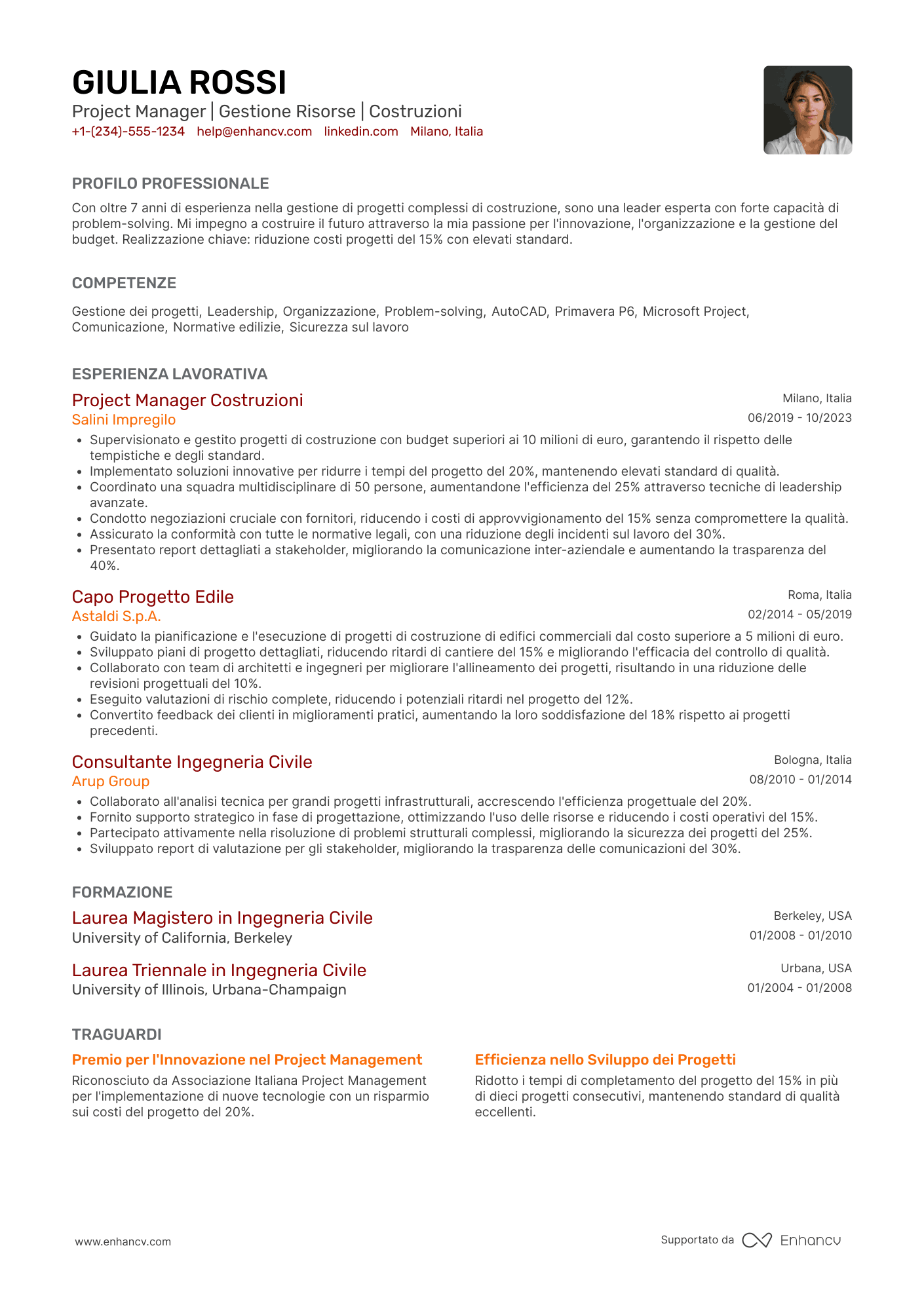 CV Construction project manager