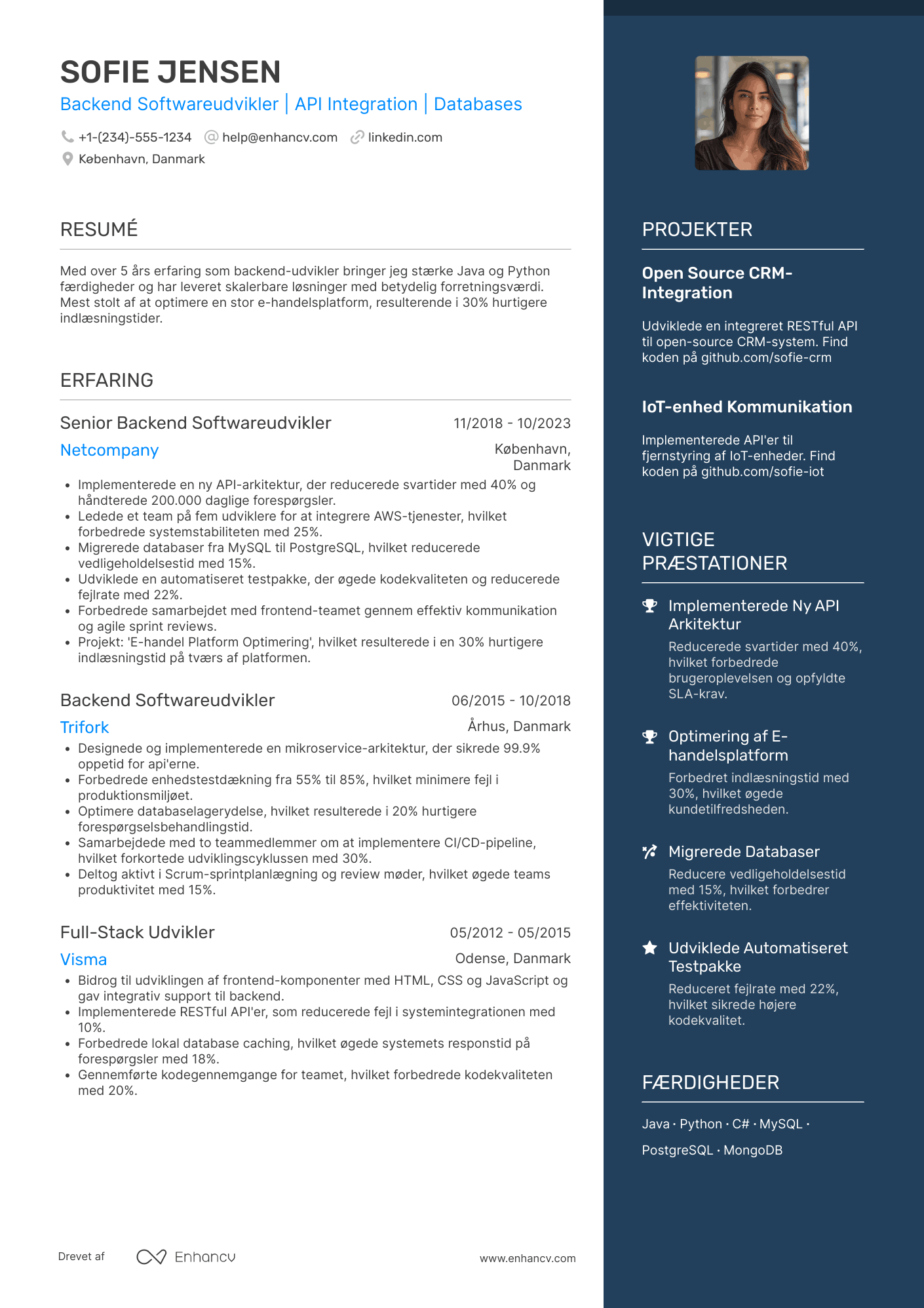 CV til Backend Softwareudvikler