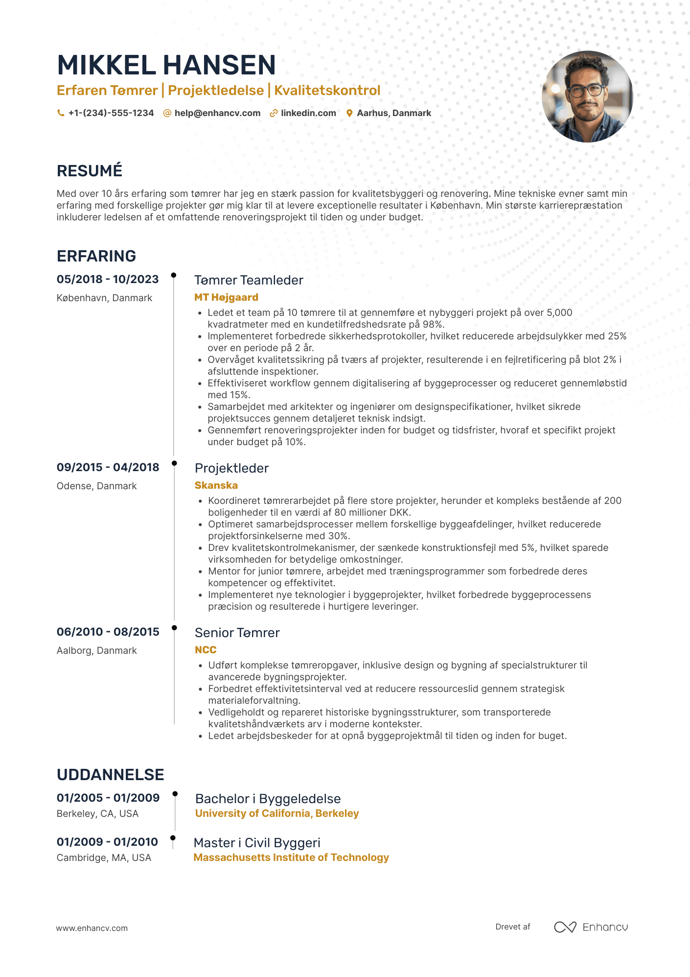 Tidslinje CV skabelon
