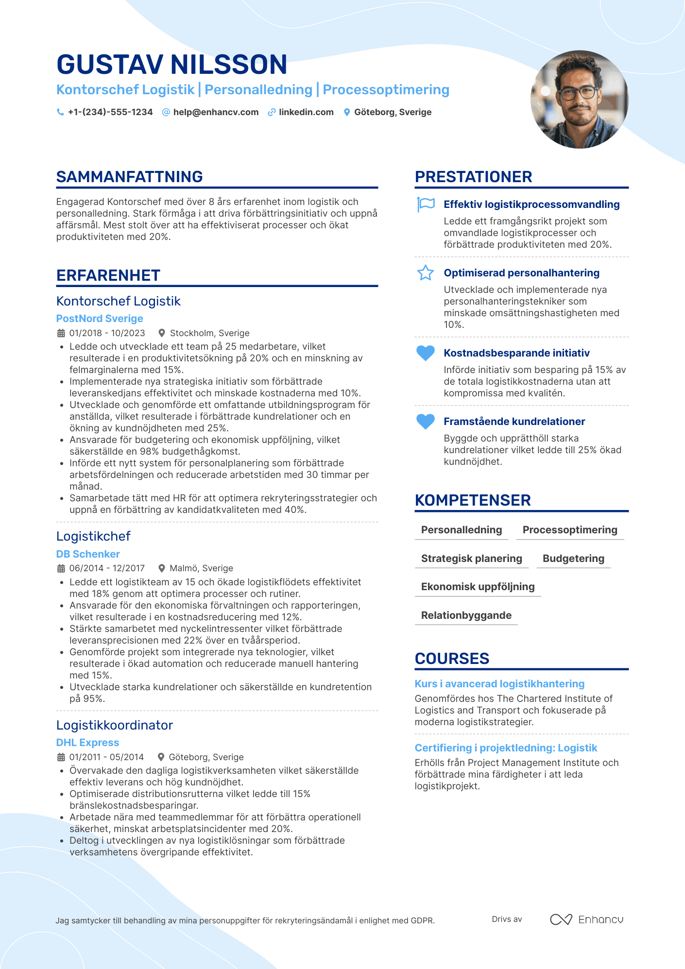 CV för Kontorschef Logistik