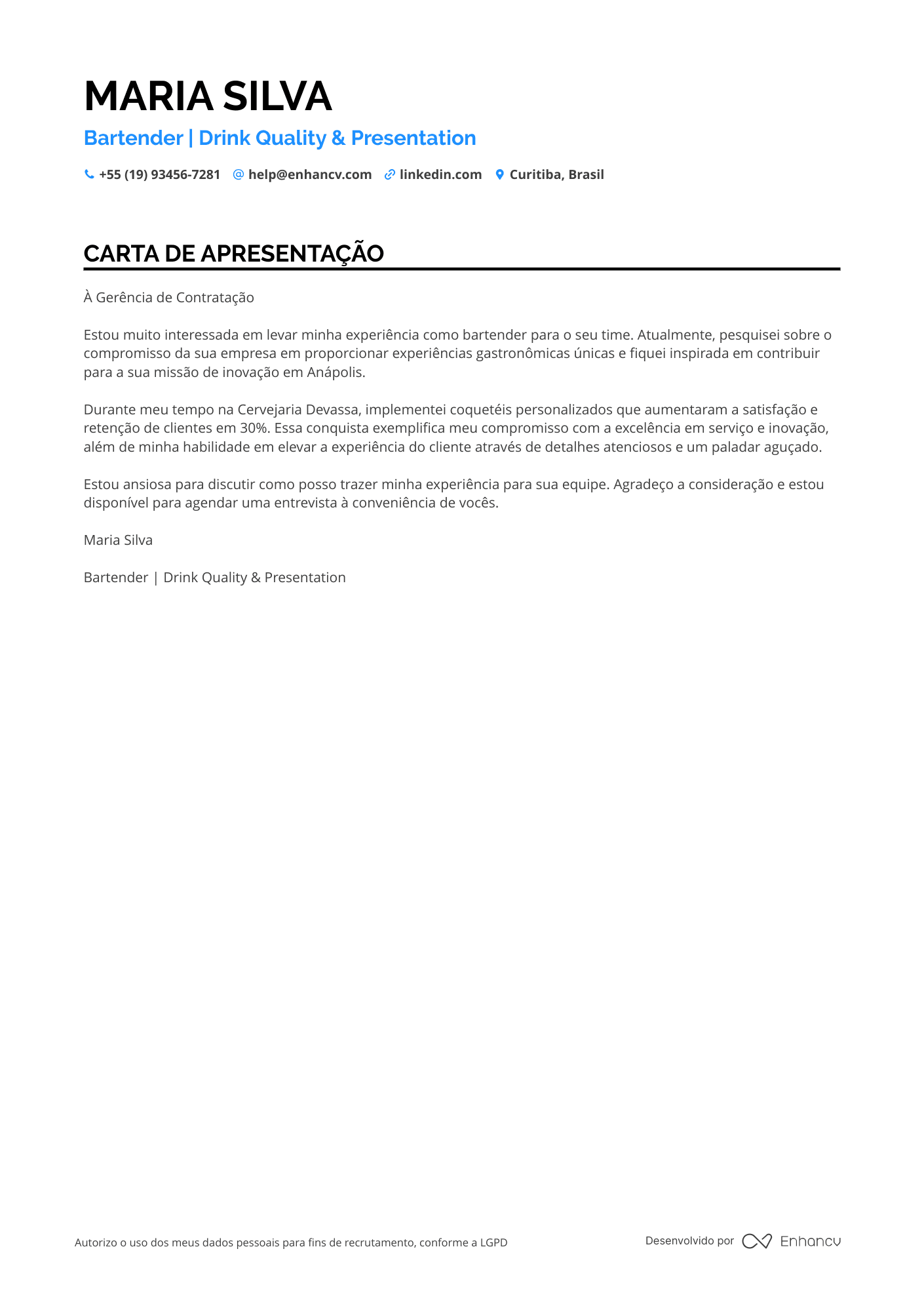 Barman de Restaurante