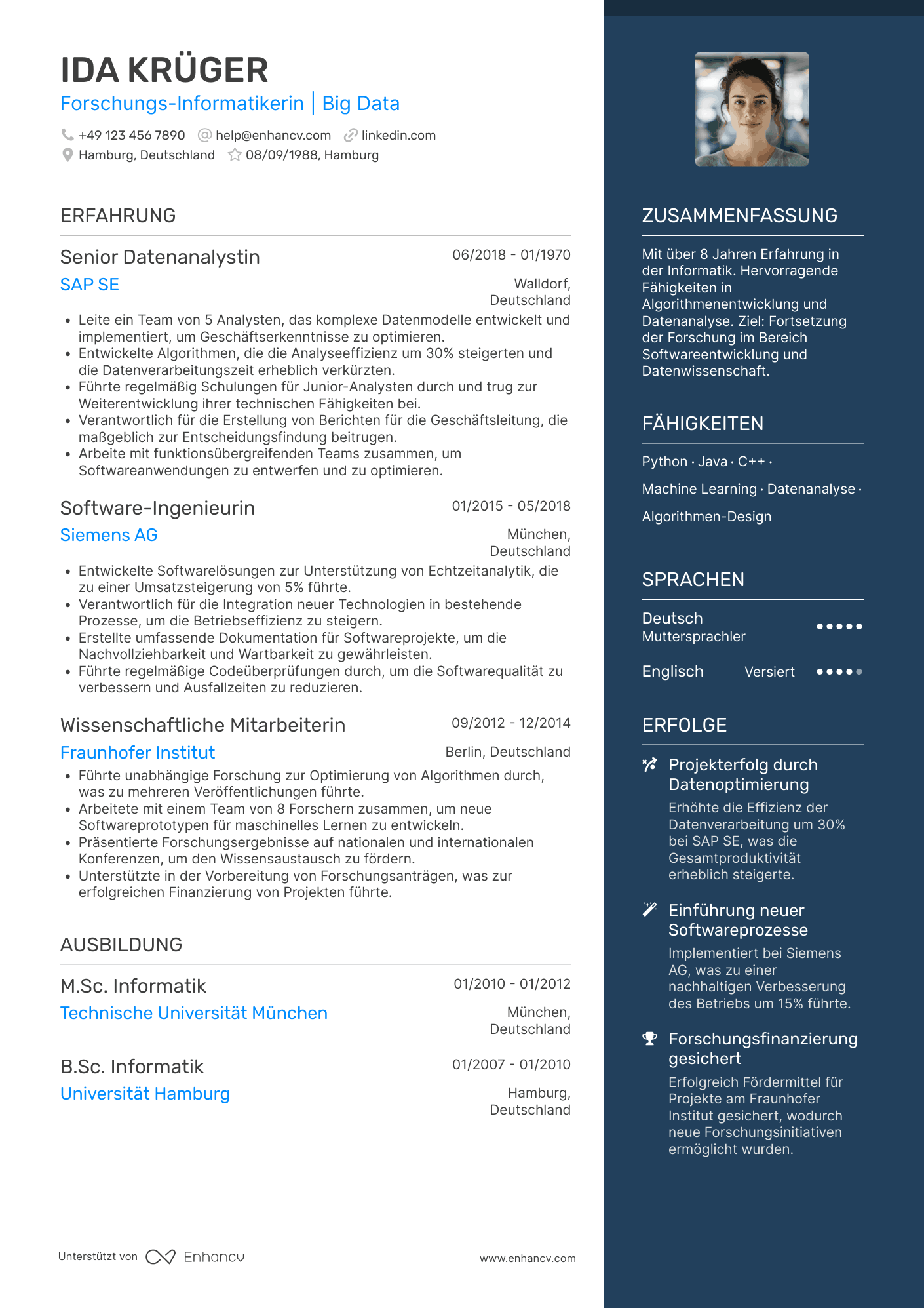 Lebenslauf als Forschungs Informatiker