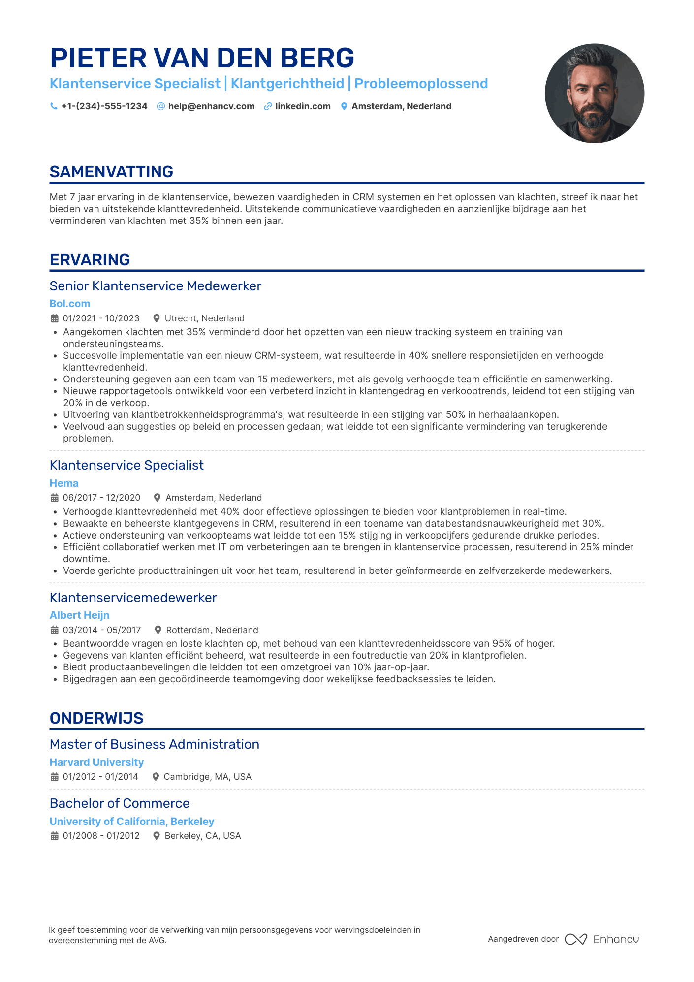CV voor Medewerker Klantenservice Detailhandel