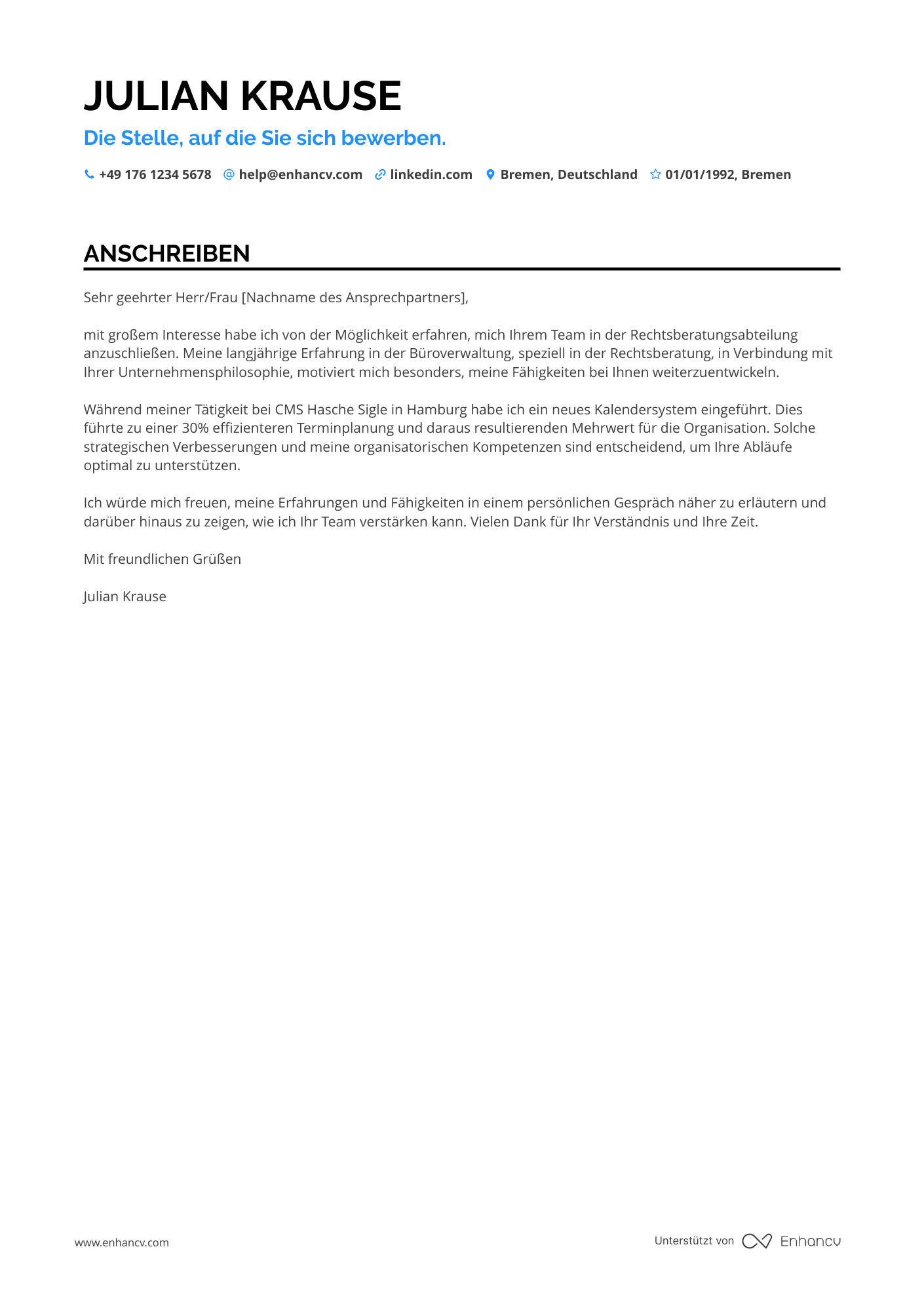 Büroverwalter für Rechtsberatung