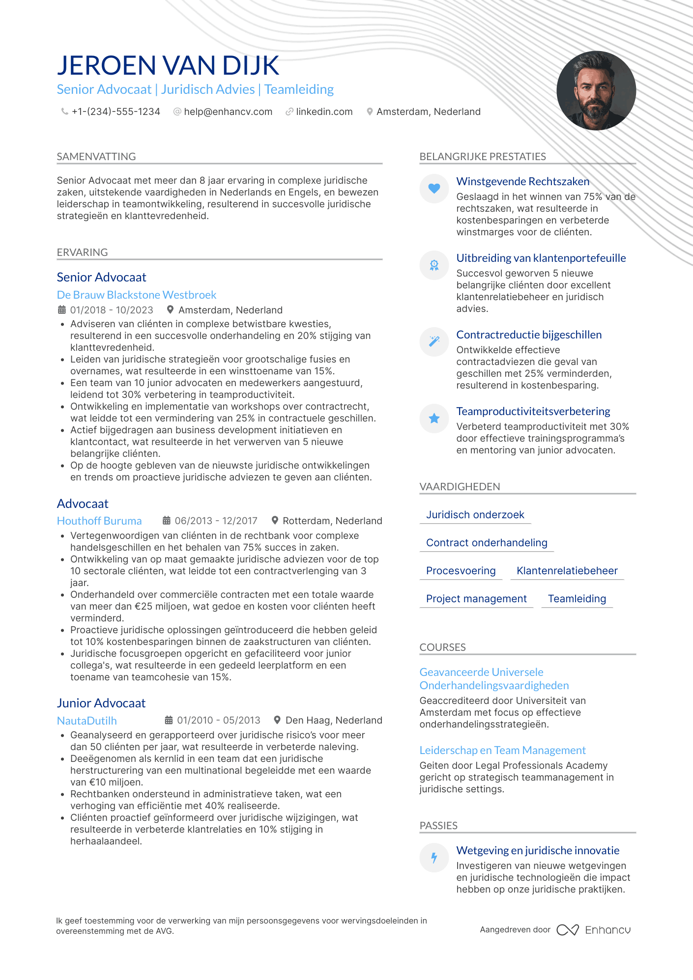 CV voor Senior Advocaat