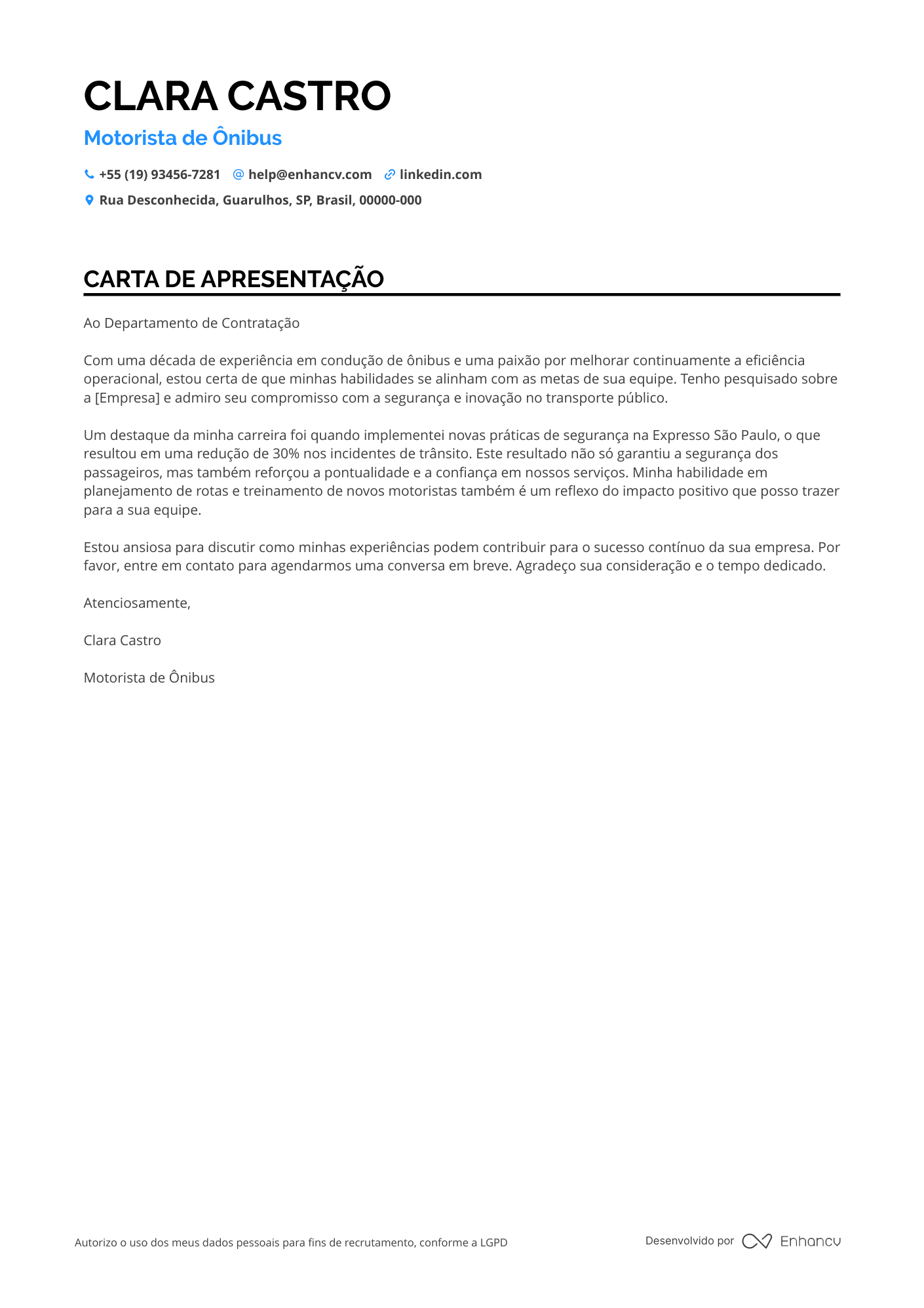Motorista de ônibus Meio período