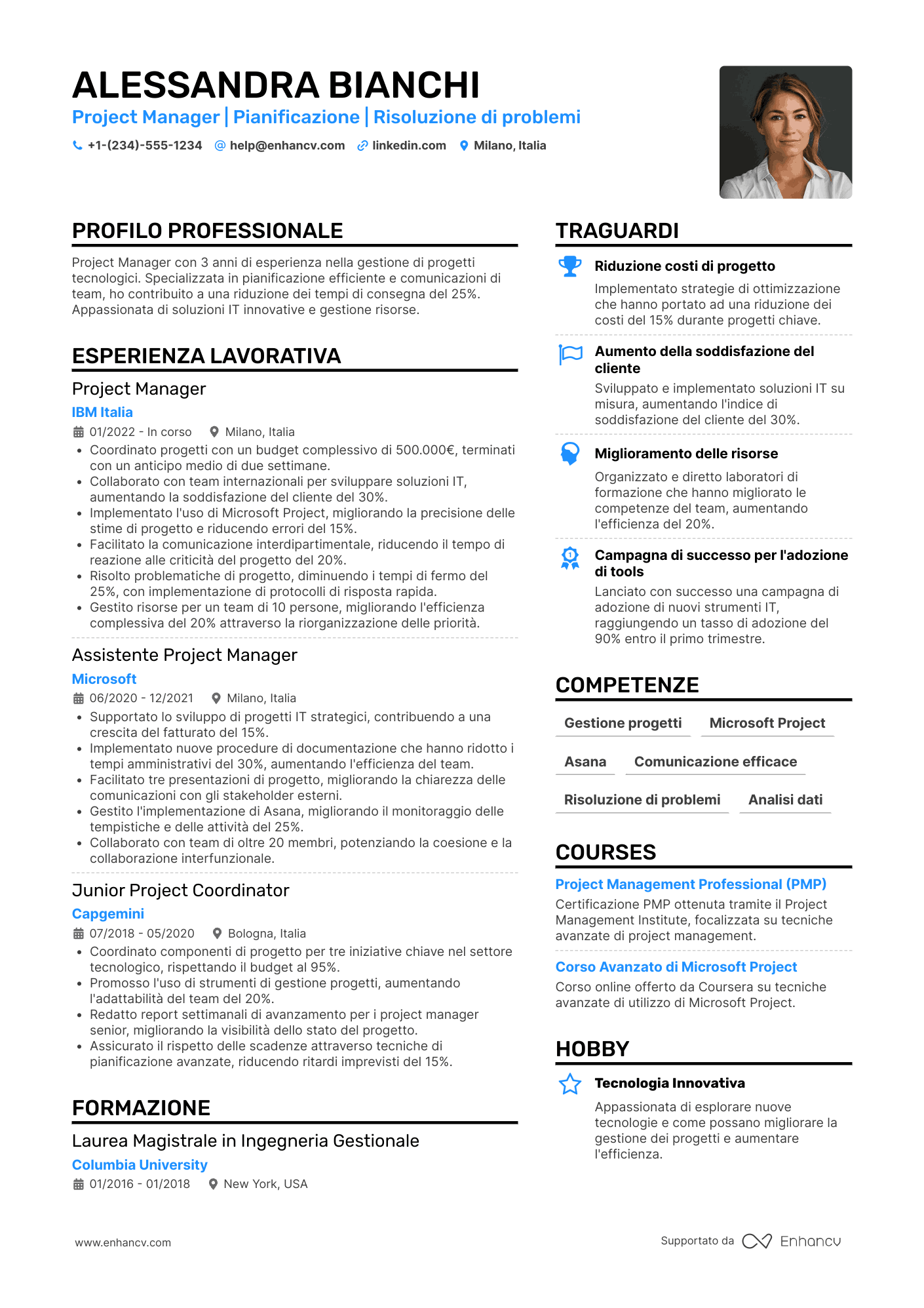 CV Entry level project manager