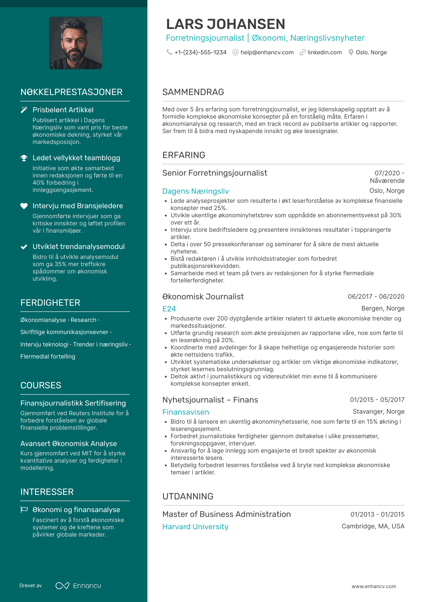 CV for Business Journalist