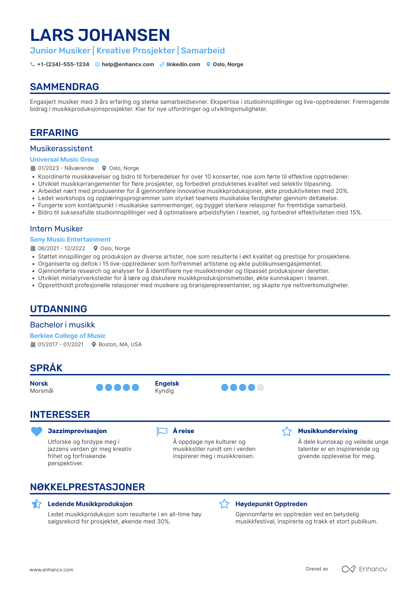 CV for Junior musiker