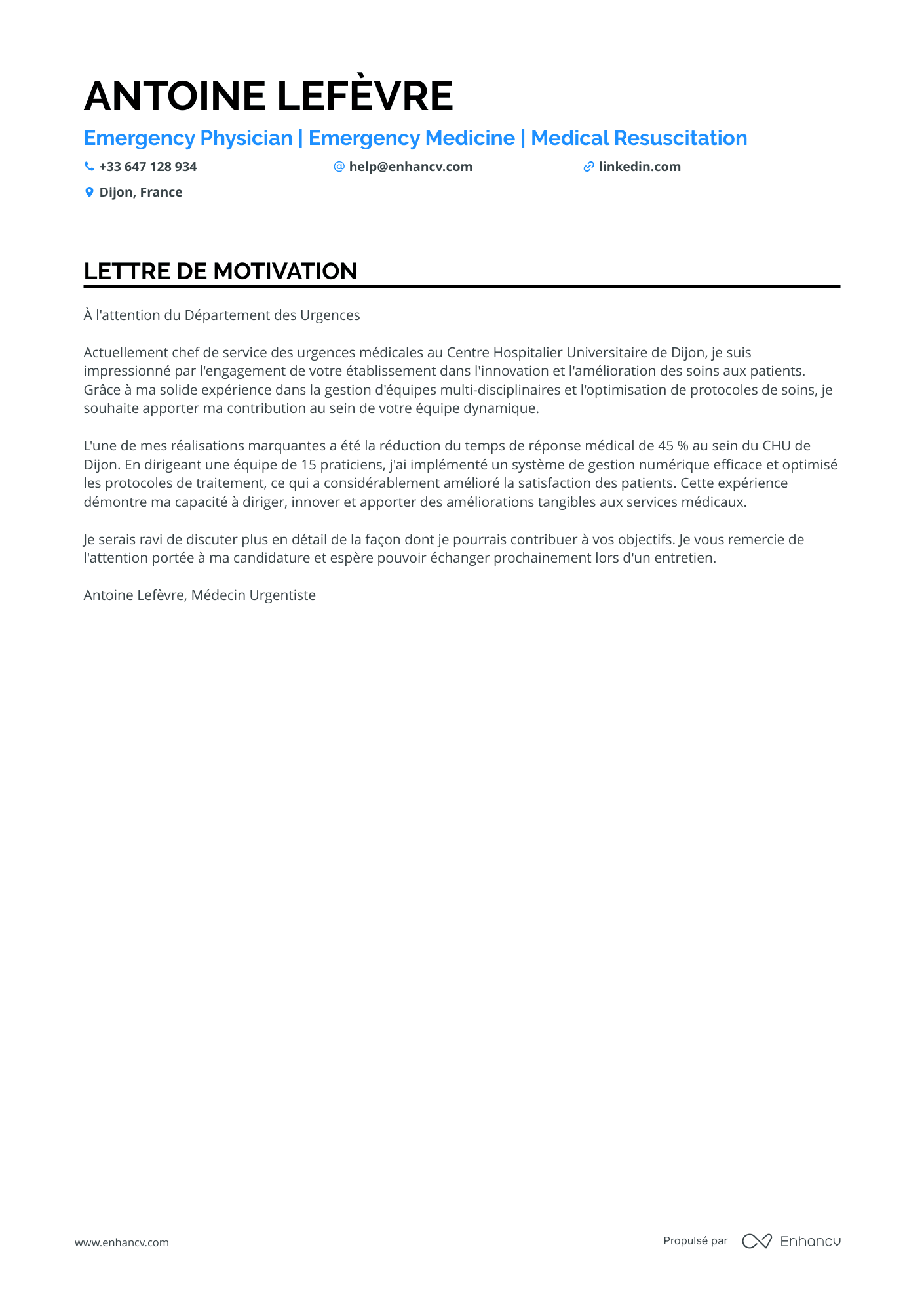Médecin Chef de Service