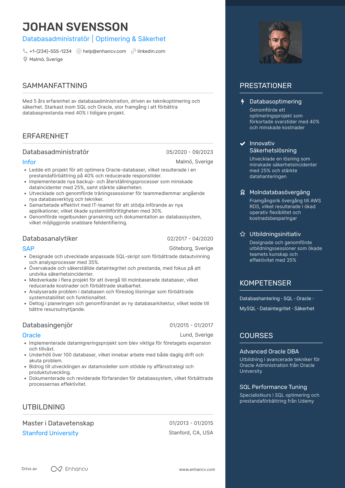 CV för Databasadministratör