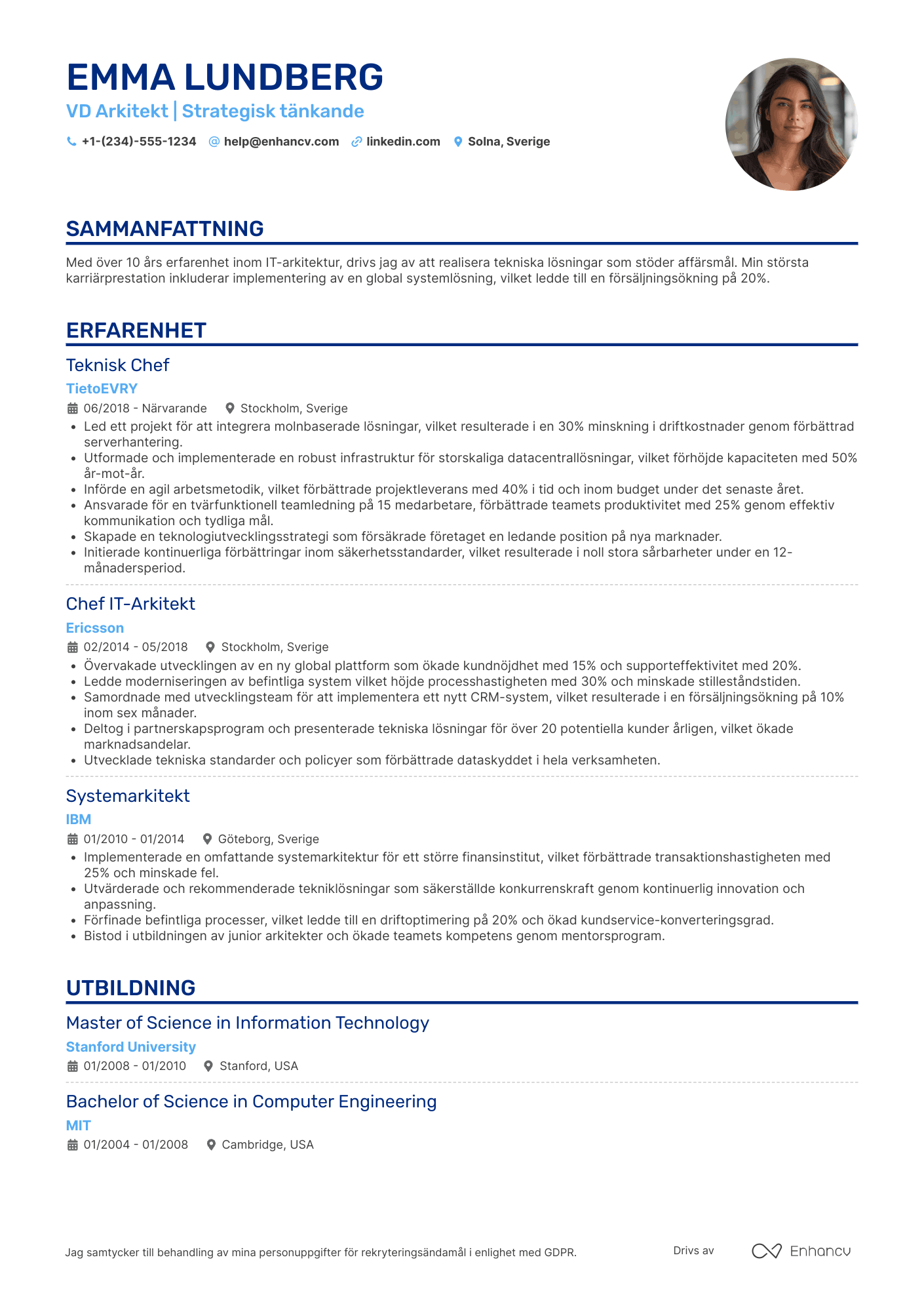 CV för VD Architect