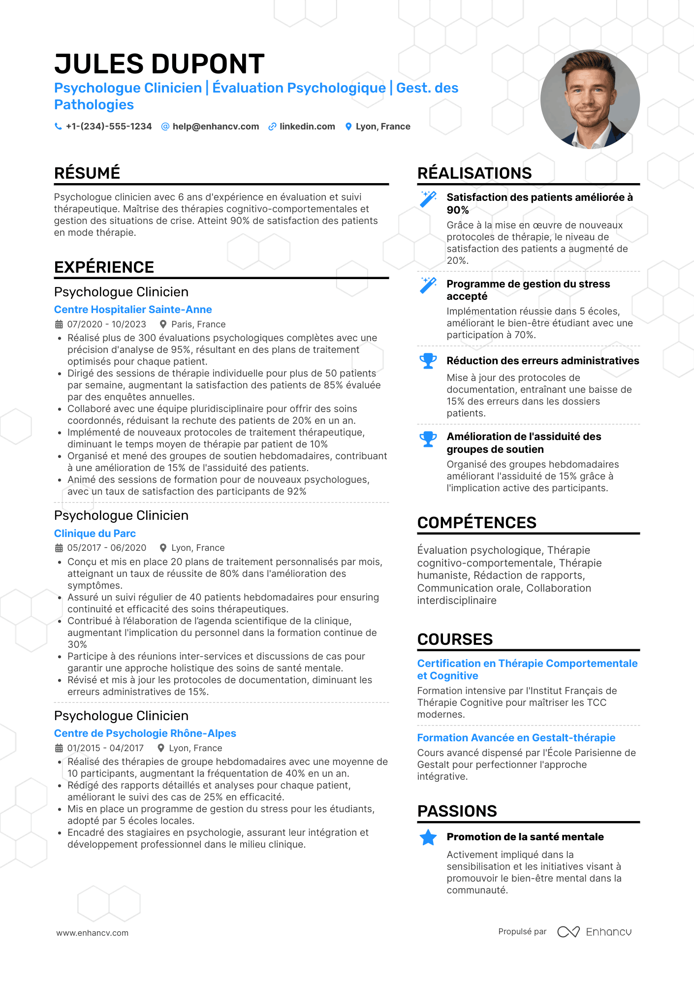 CV de psychologue clinicienne