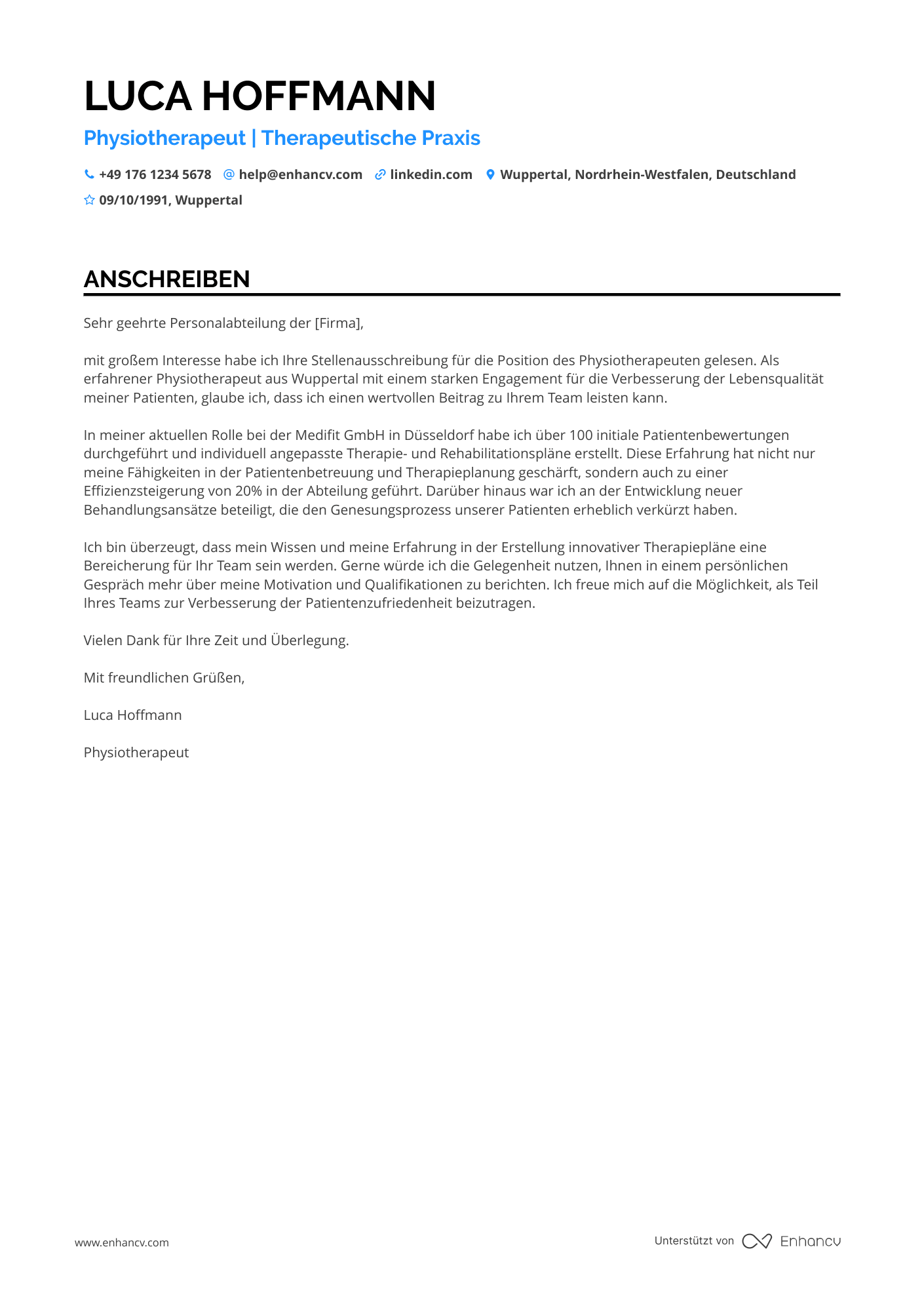 Berufsanfänger Physiotherapeut