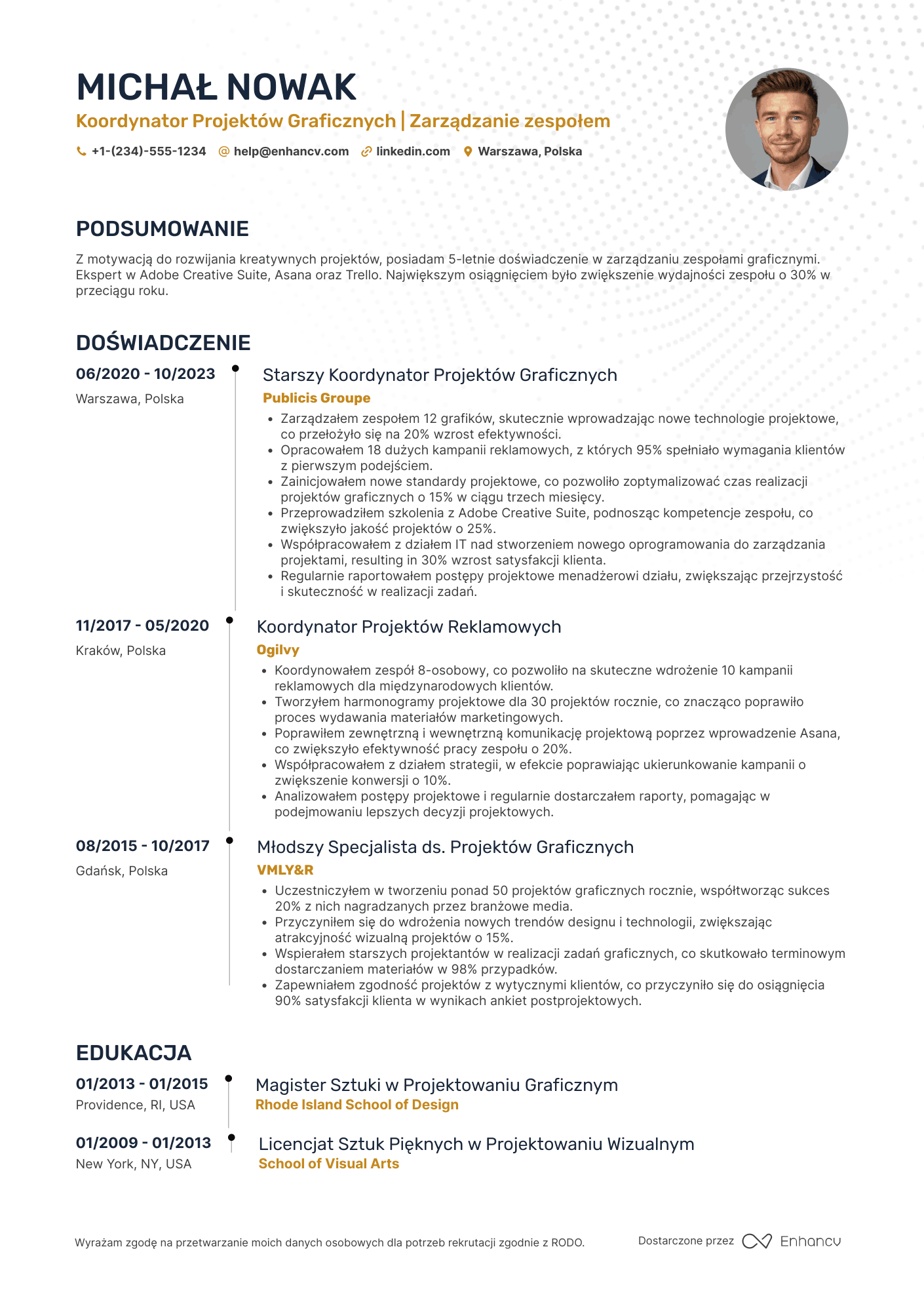 CV dla Koordynator grafik