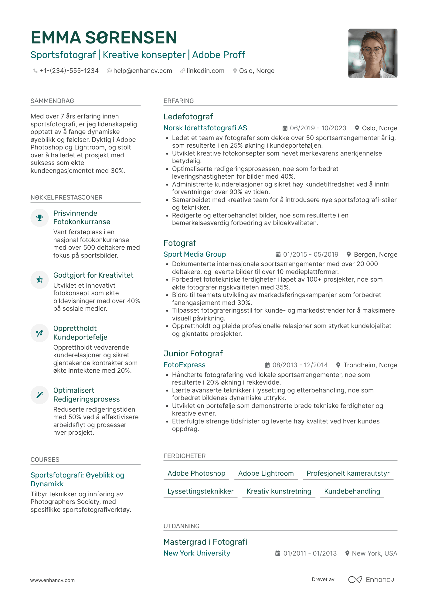 CV for Sportsfotograf
