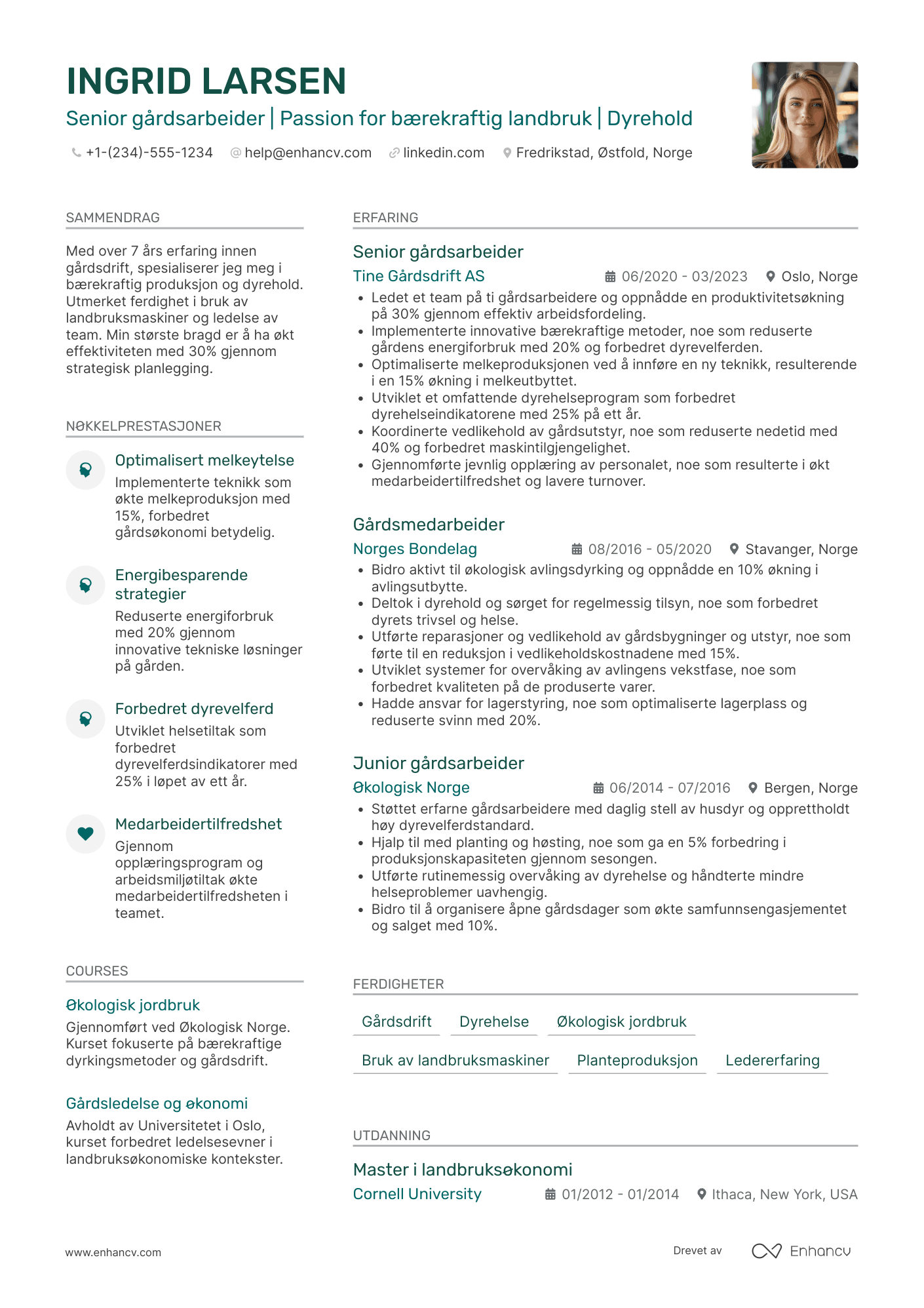 CV for Senior gårdsarbeider