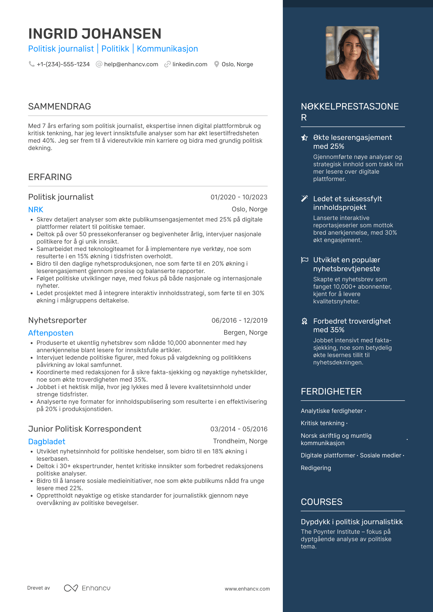 CV for Politisk journalist