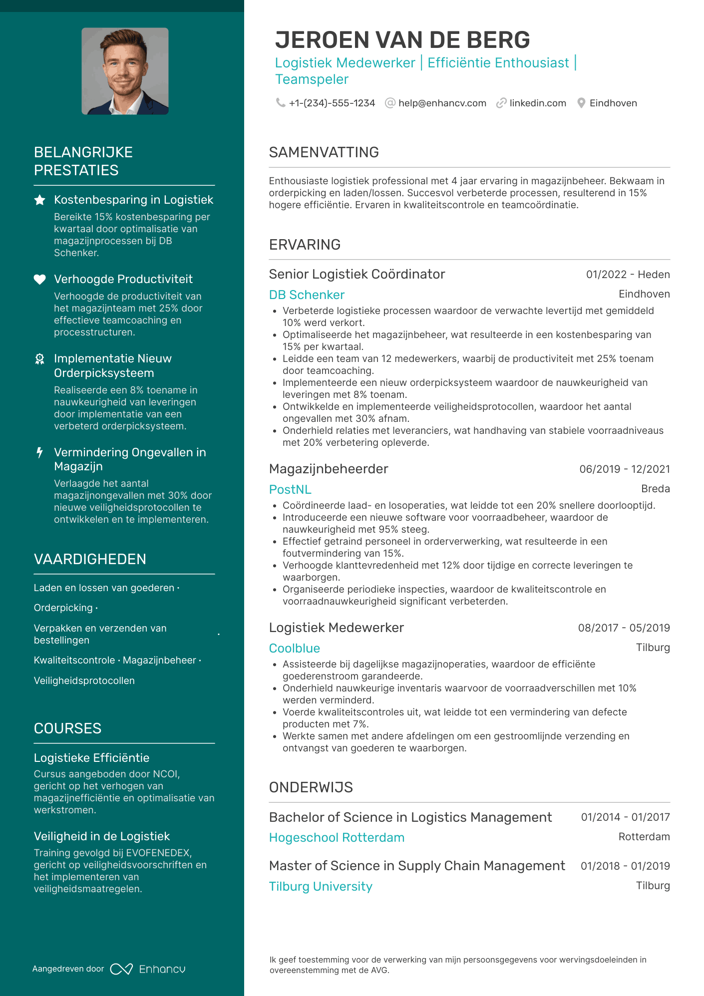 CV voor Bijbaantje logistiek medewerker