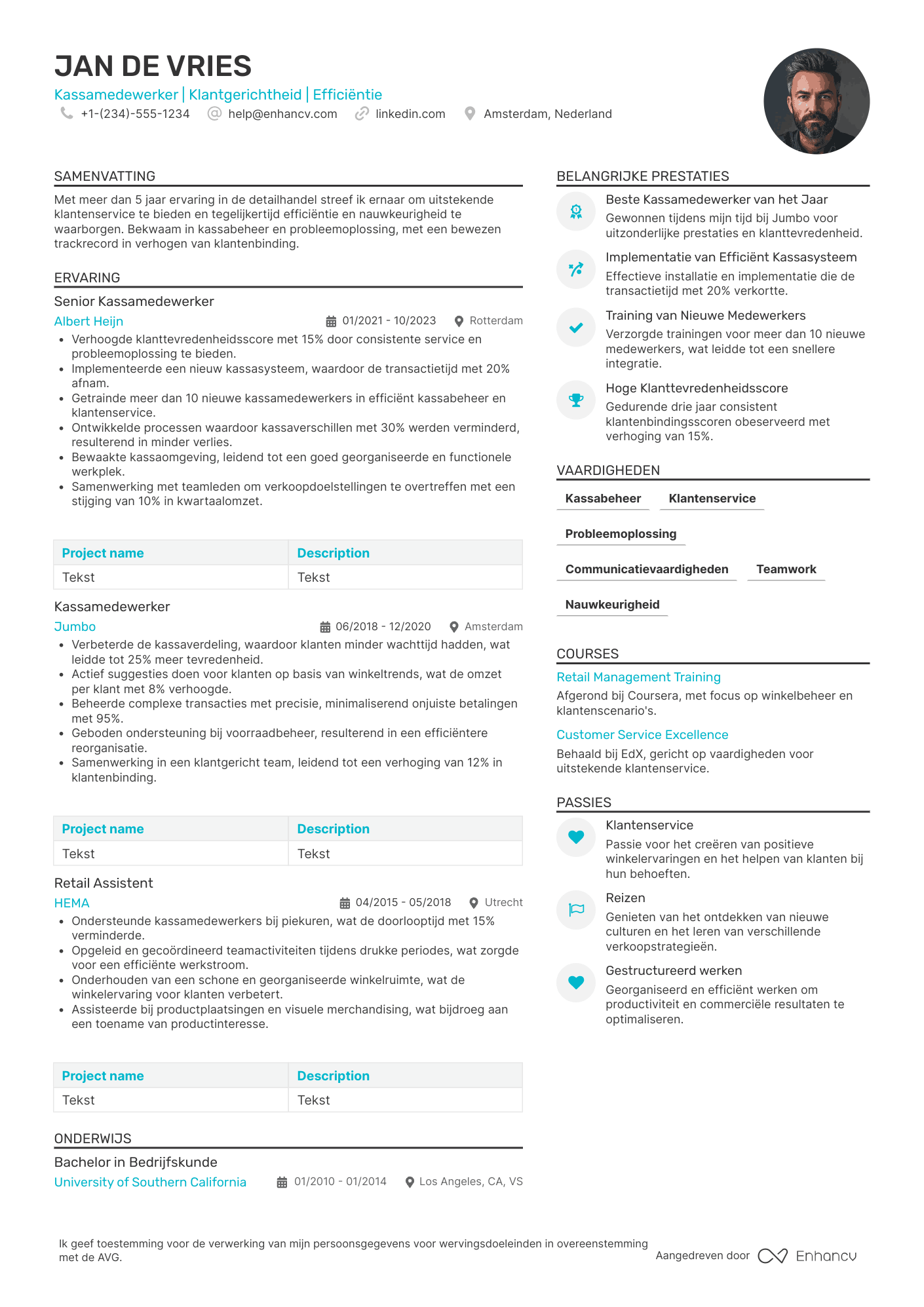 CV voor Kassamedewerker Avondshift