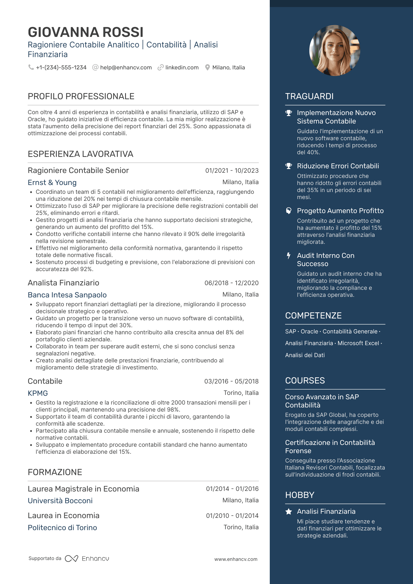 Curriculum vitae ragioniere contabile analitico