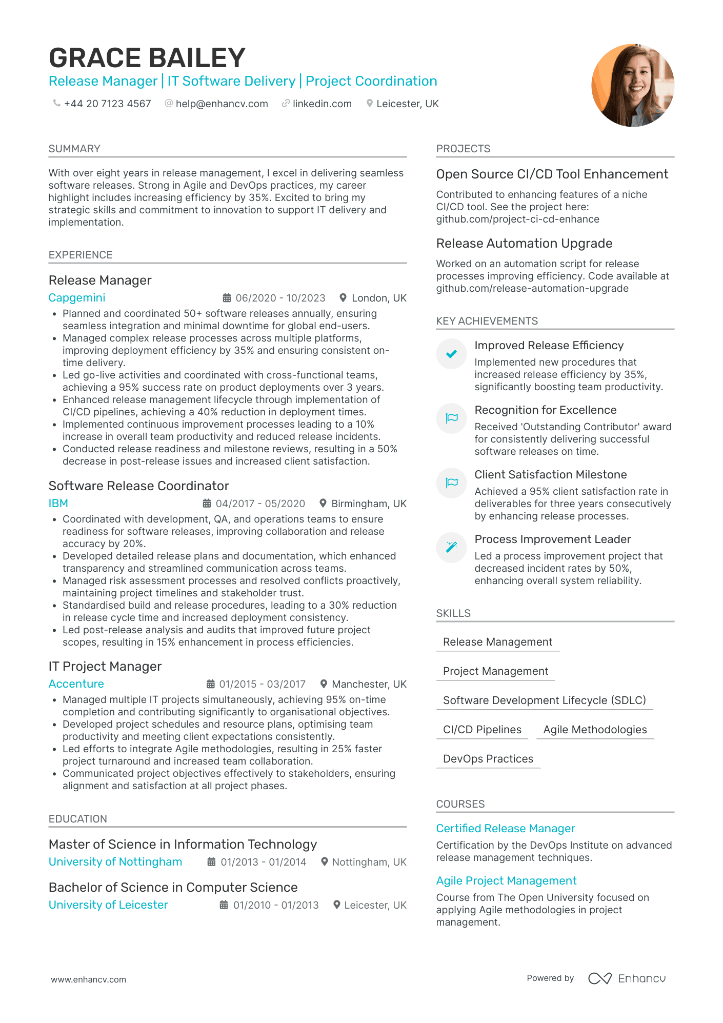 Devops Release Manager CV Examples