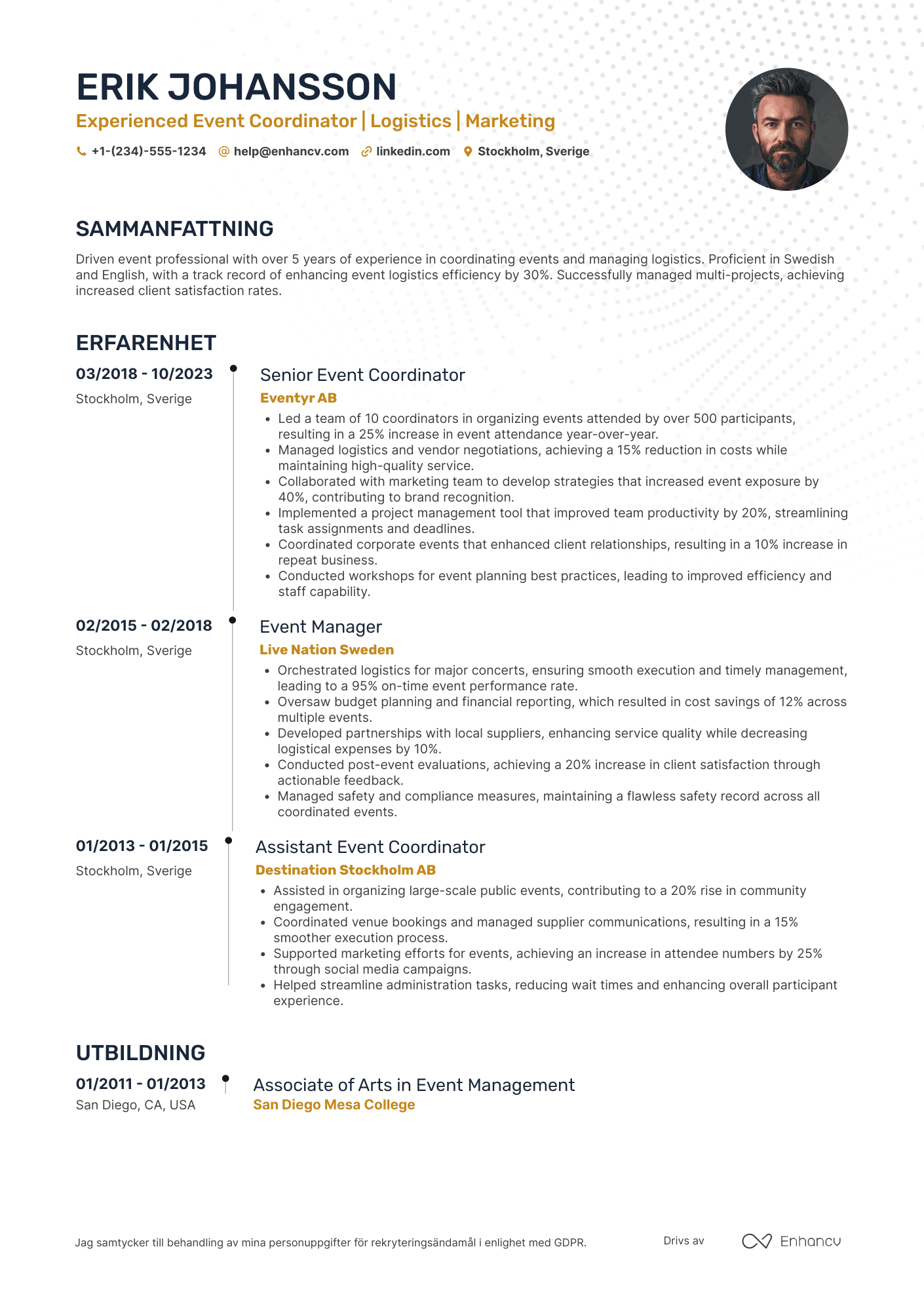 CV för Eventarrangör assistent