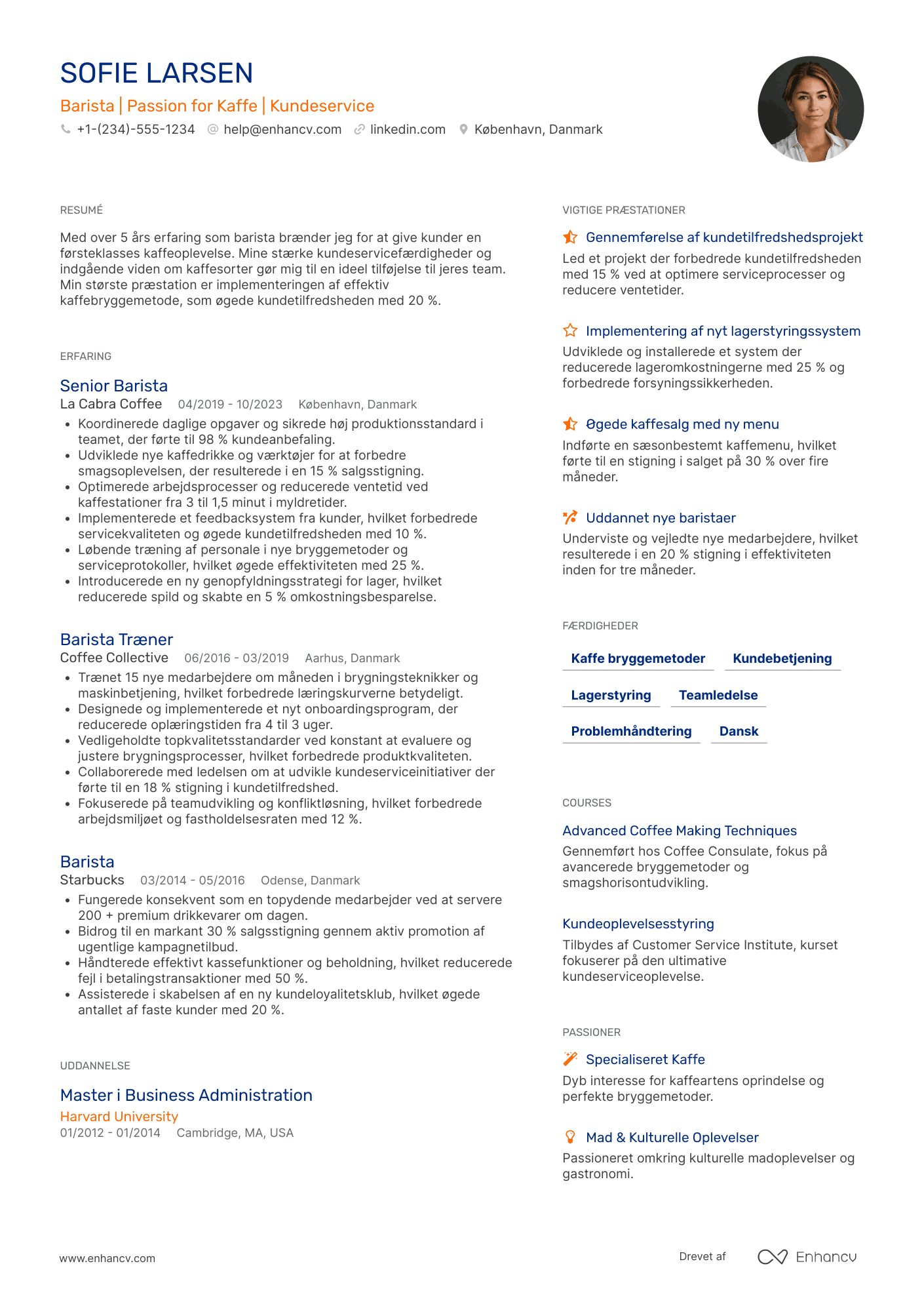 CV til Restaurantbarista