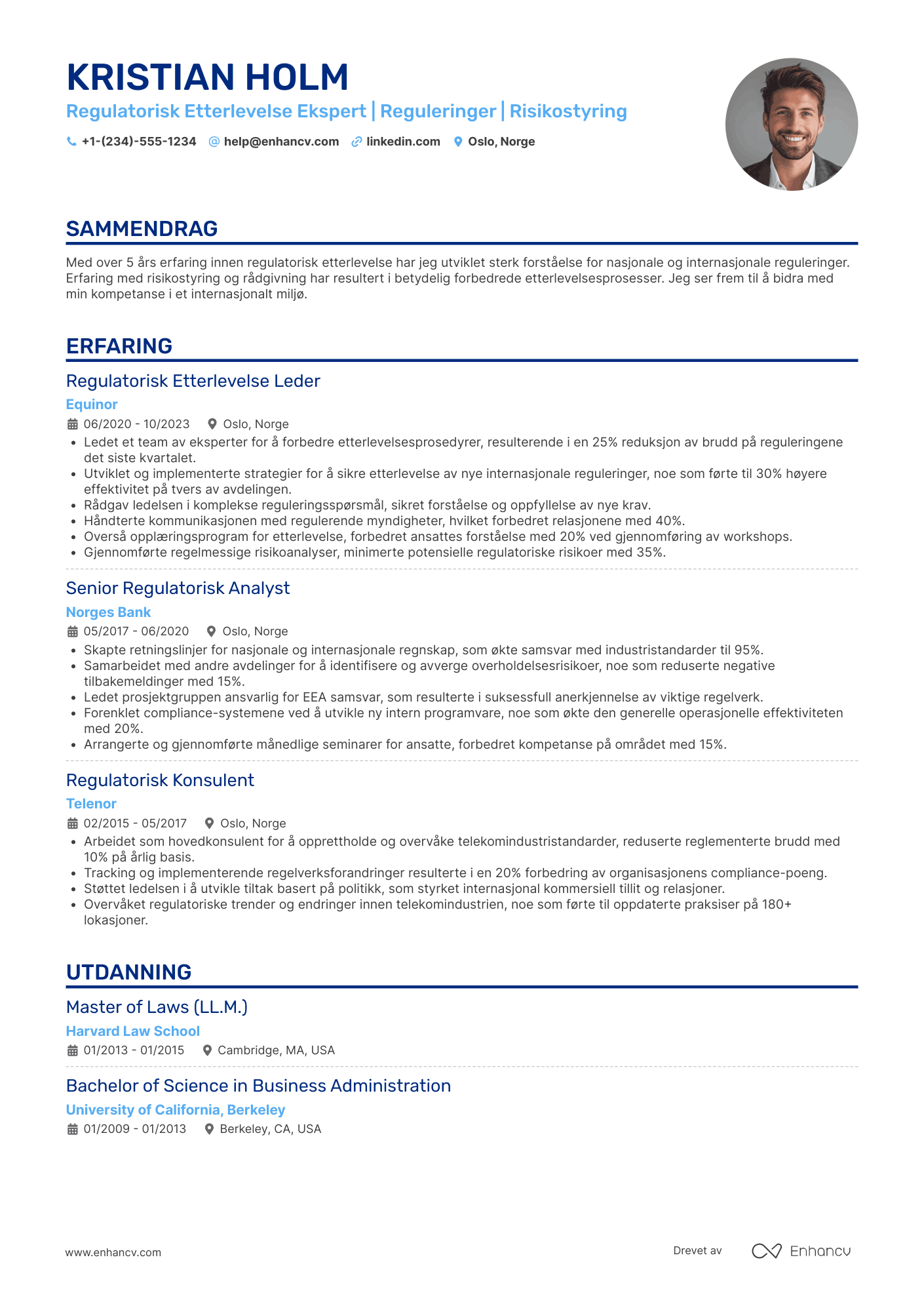 CV for Regulatorisk Etterlevelse Ekspert
